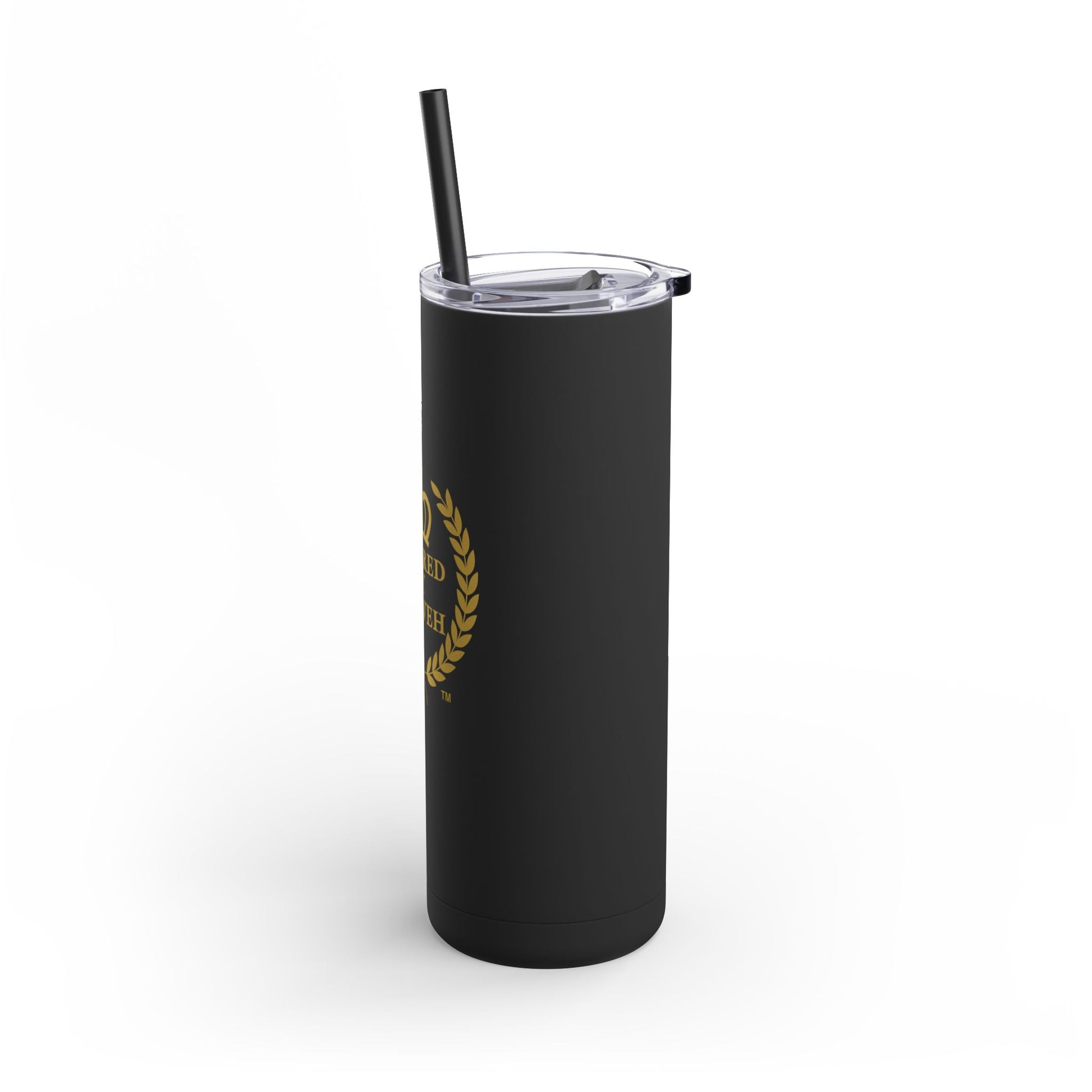 Covered by Yahweh Insulated Skinny Matte Tumbler - Black