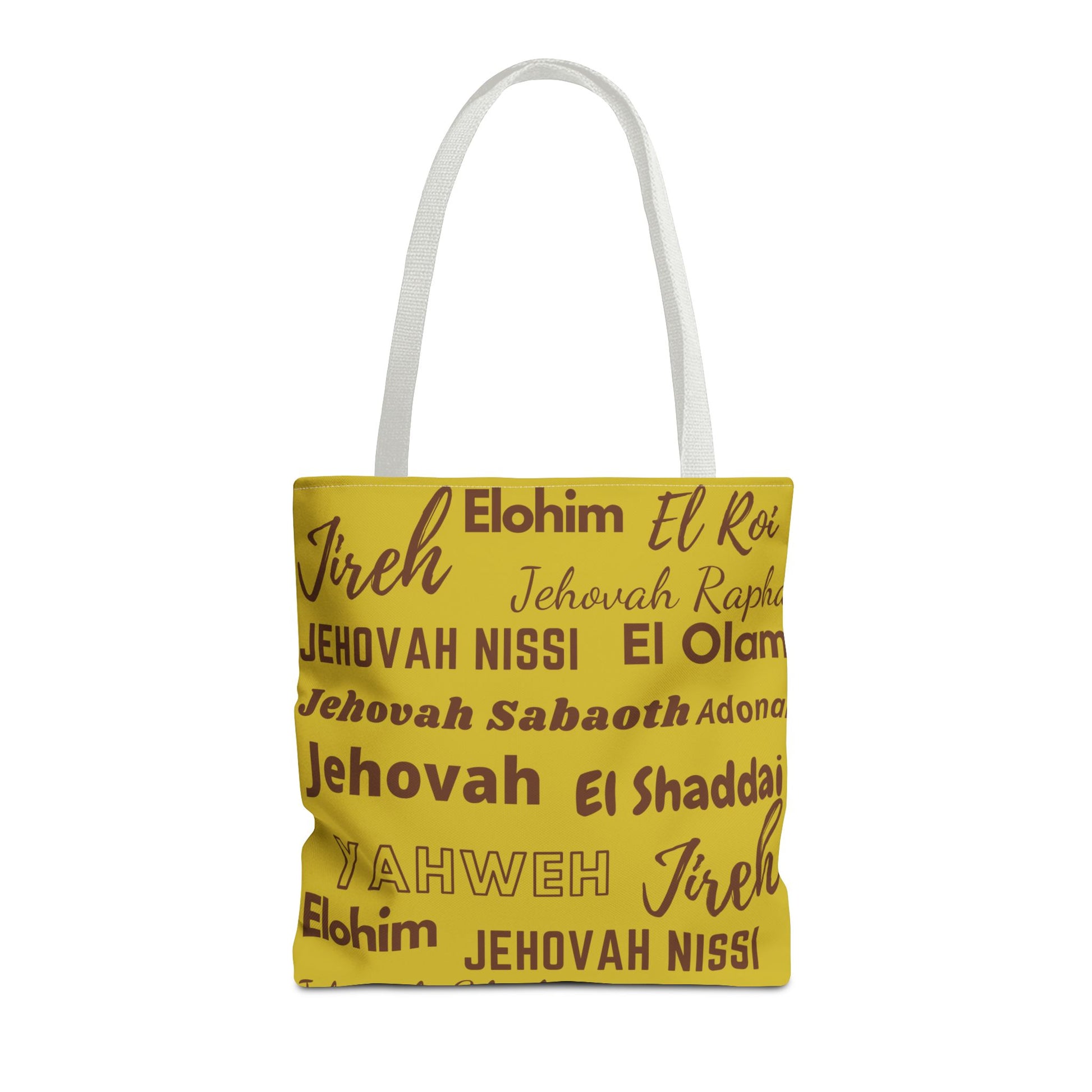 Faith-Inspired Tote Bag with Inspirational Names of God - Brown