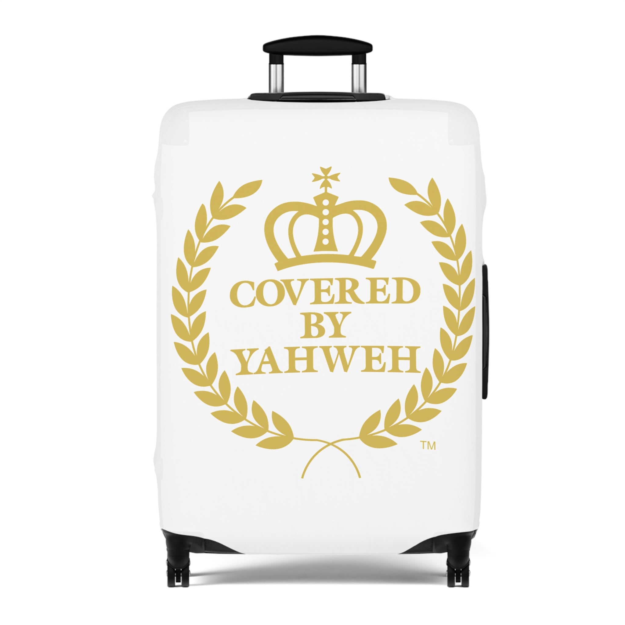 Covered by Yahweh Protective Luggage Cover - White