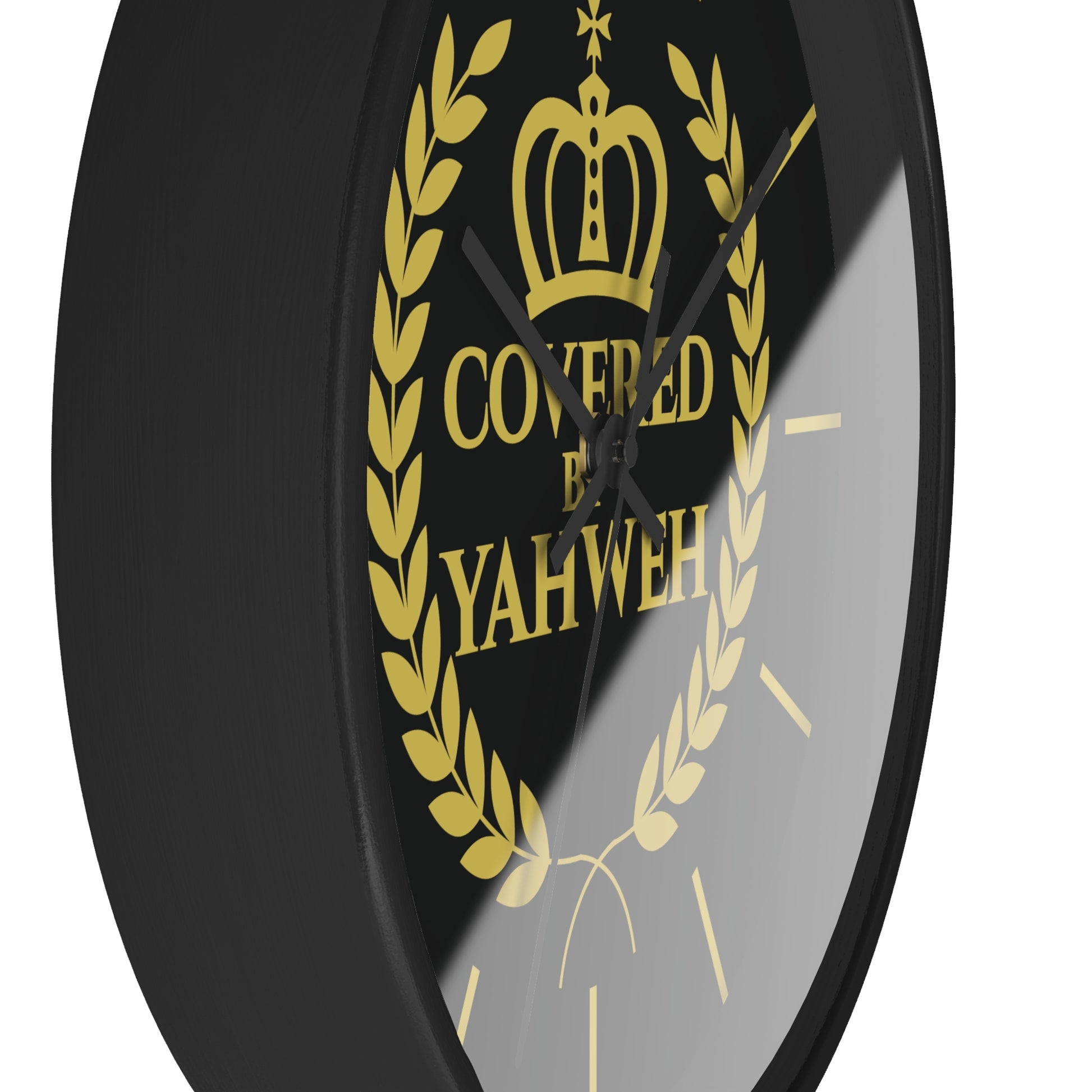 Covered by Yahweh Timeless Grace Wall Clock - Black