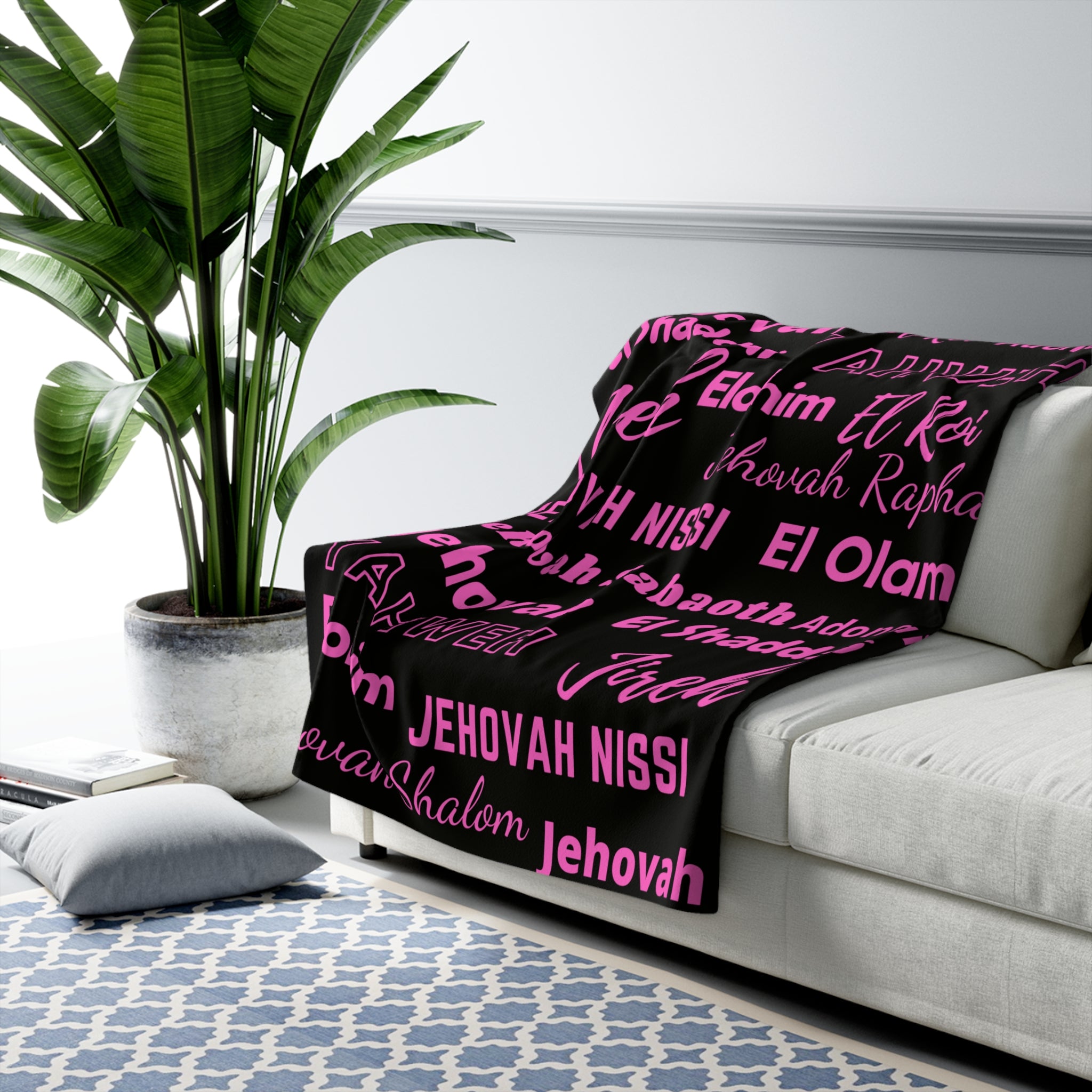 Sherpa Fleece Blanket - Pink & Black