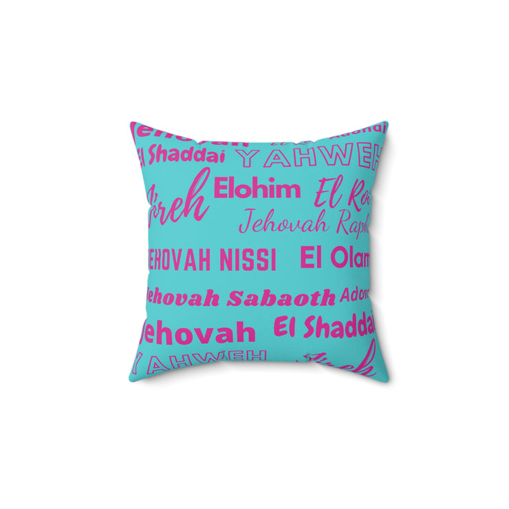 Soft Square Polyester Pillow - Pink & Blue