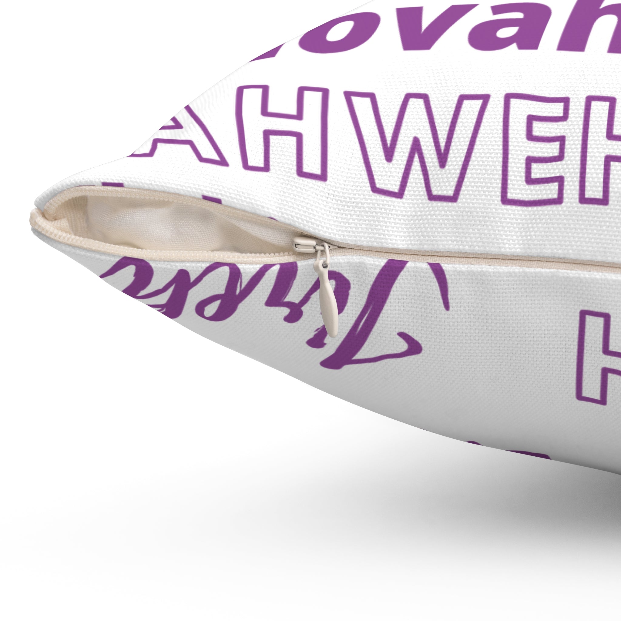 Soft Square Polyester Pillow - Purple & White