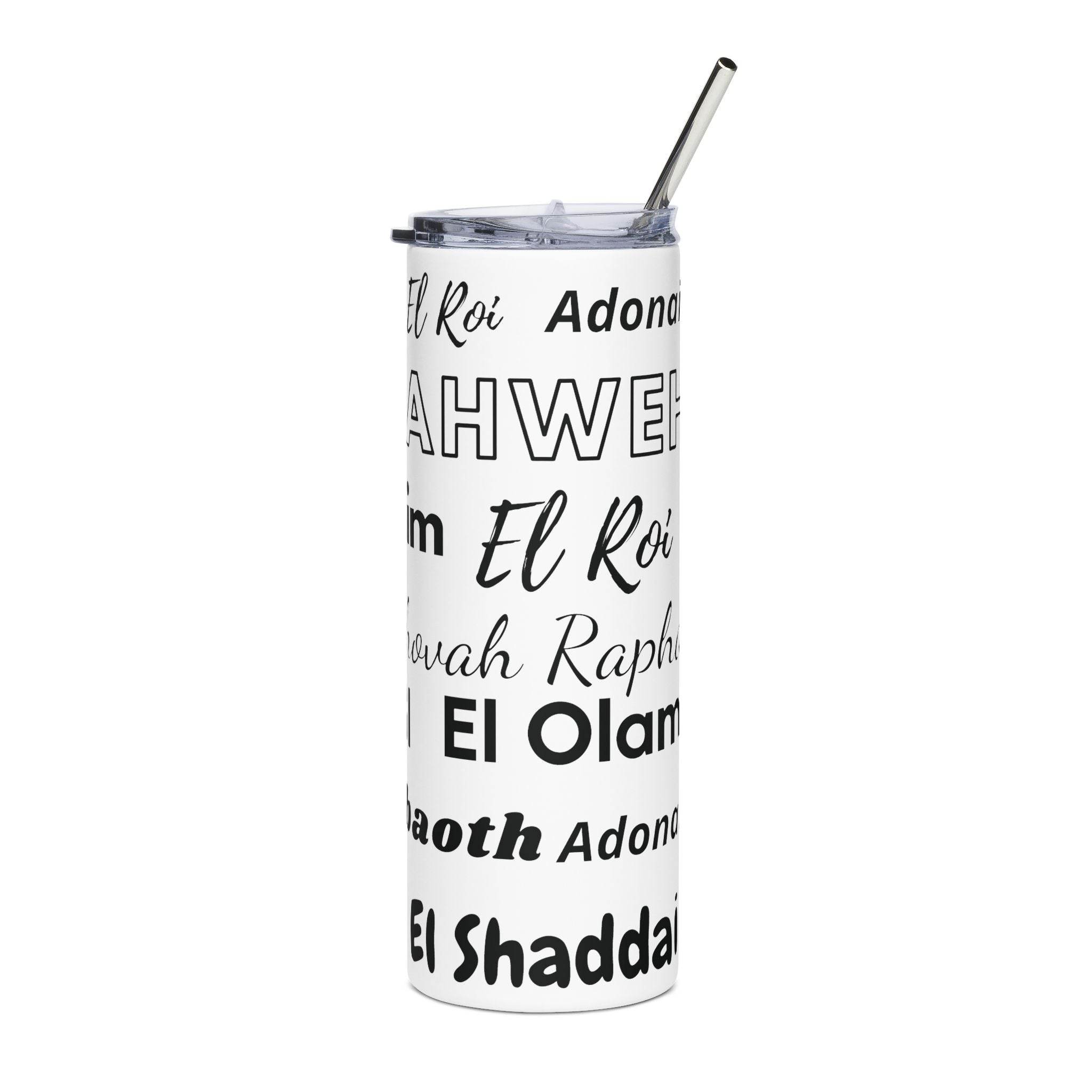Names of God 20oz Stainless Steel Tumbler - White & Black