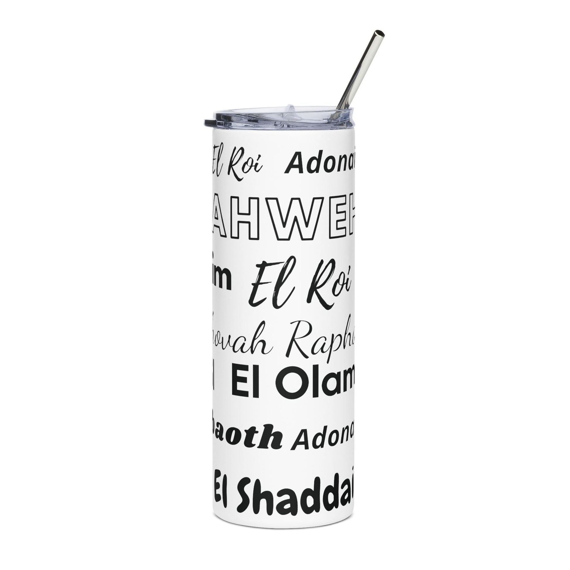 Names of God 20oz Stainless Steel Tumbler - White & Black