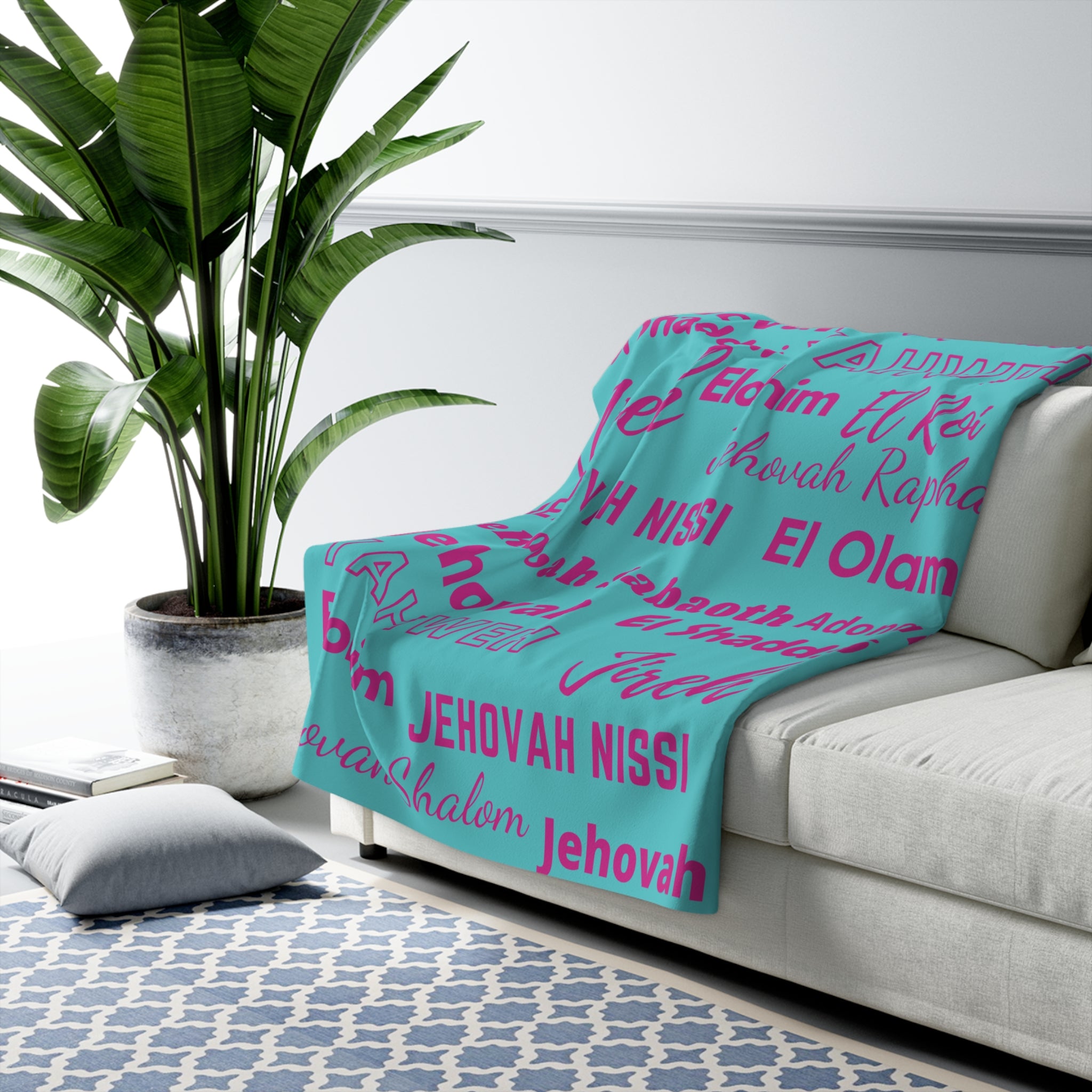 Sherpa Fleece Blanket - Pink & Blue