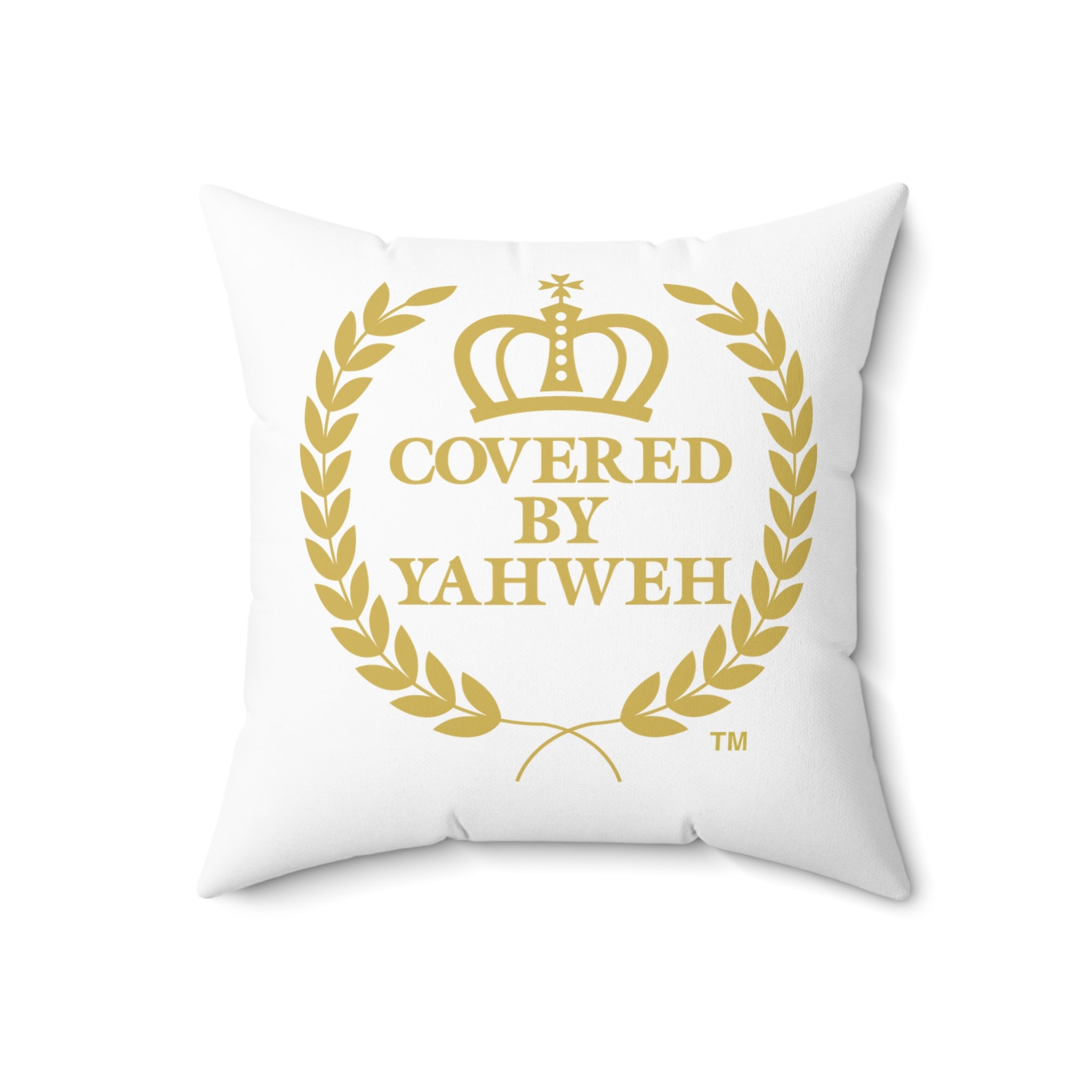 Covered by Yahweh Soft Square Polyester Pillow - White