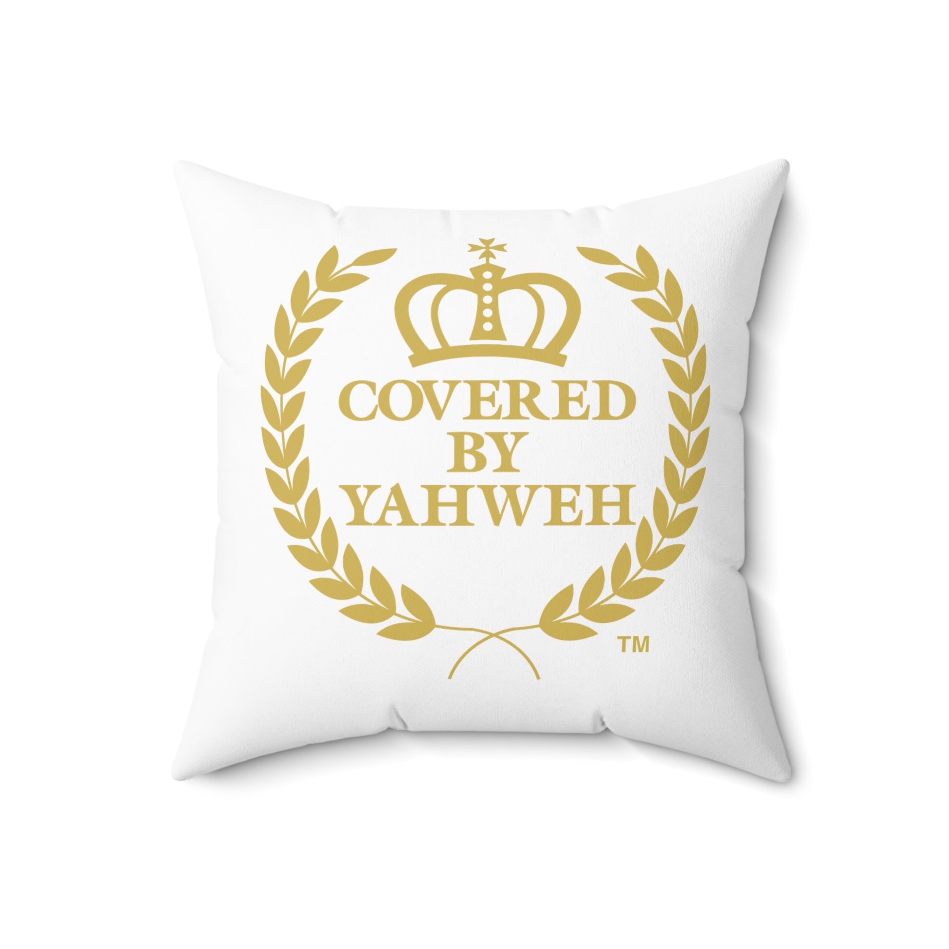 Covered by Yahweh Soft Square Polyester Pillow - White