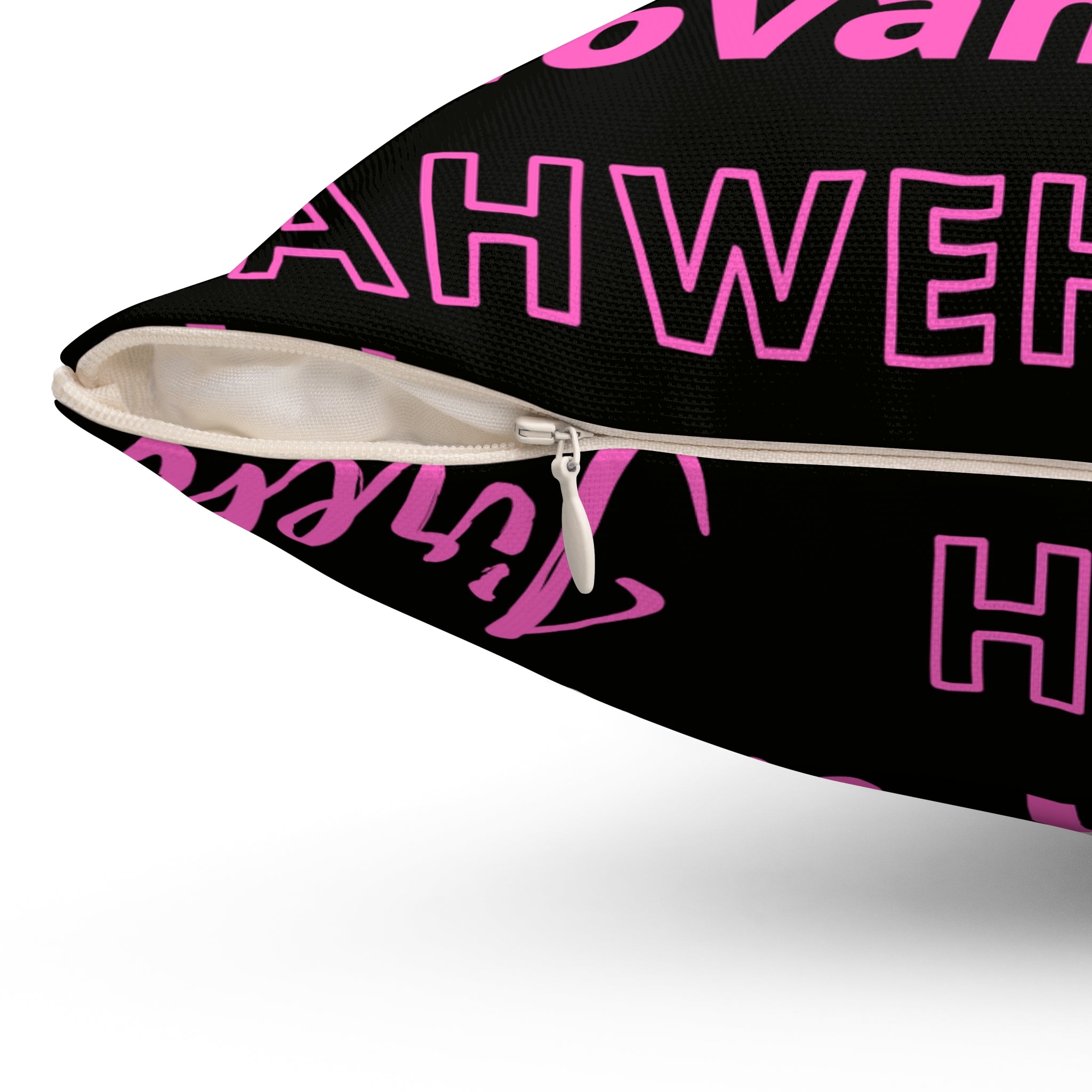 Soft Square Polyester Pillow - Black & Pink