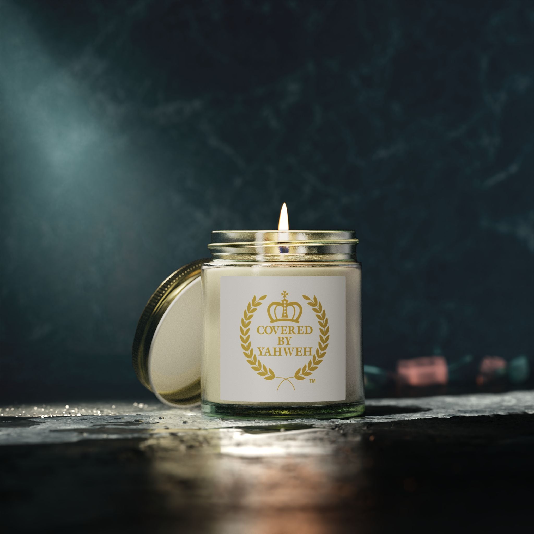 Covered by Yahweh Elegant Scented Candles - Clear Jar