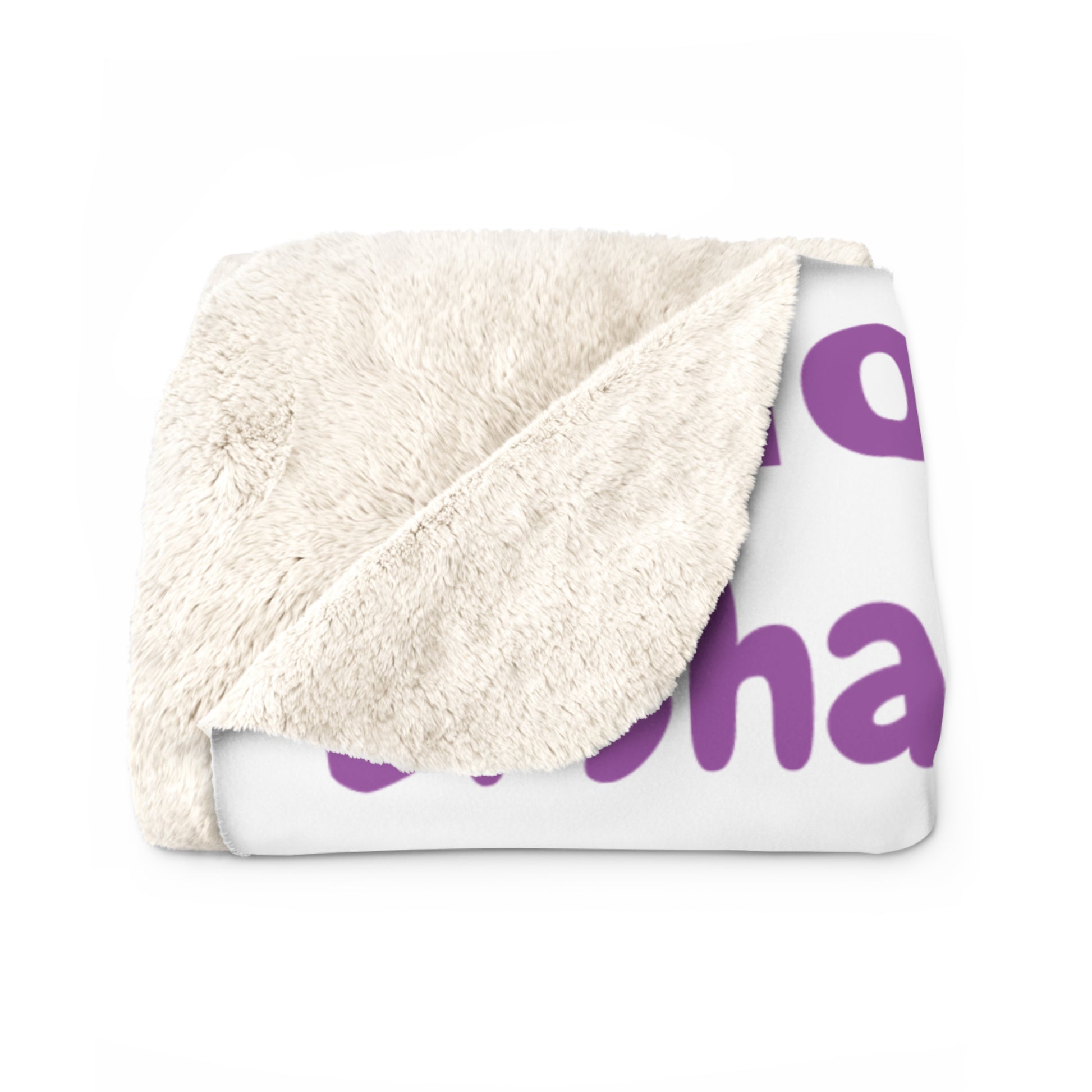 Sherpa Fleece Blanket - Purple & White