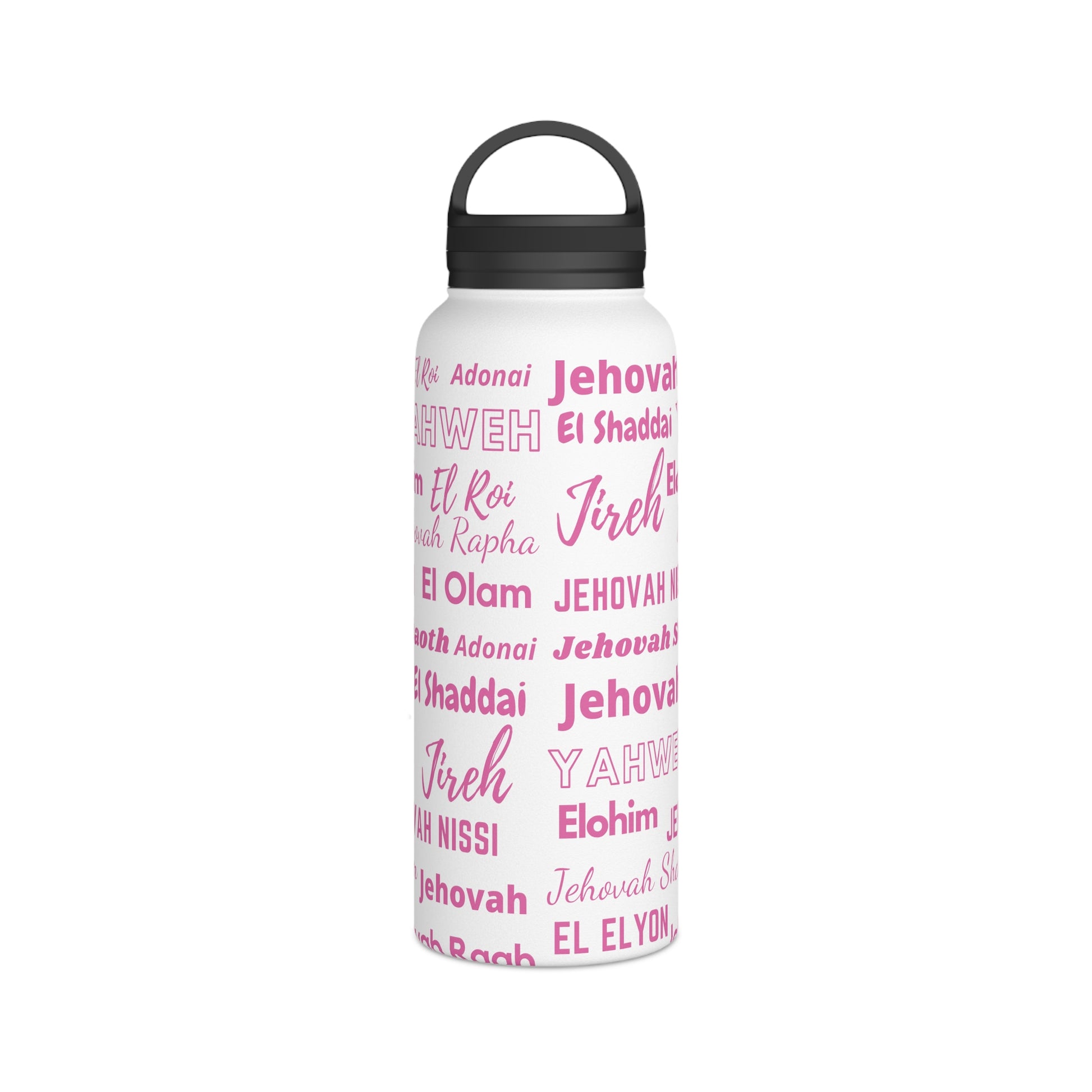 Faith & Wellness Stainless Steel Water Bottle - Pink & White