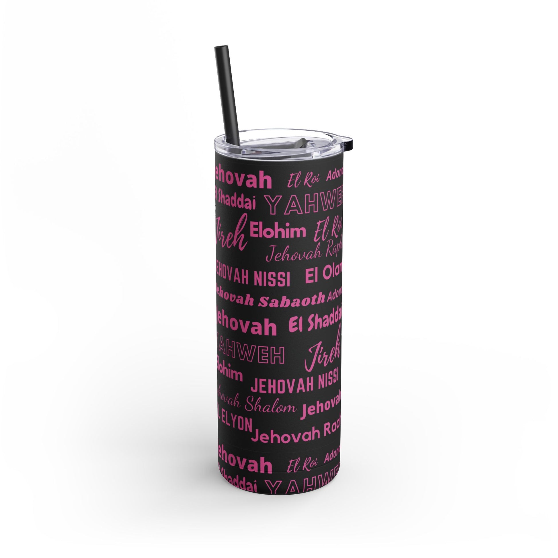 Insulated Skinny Matte Tumbler -  Black & Pink
