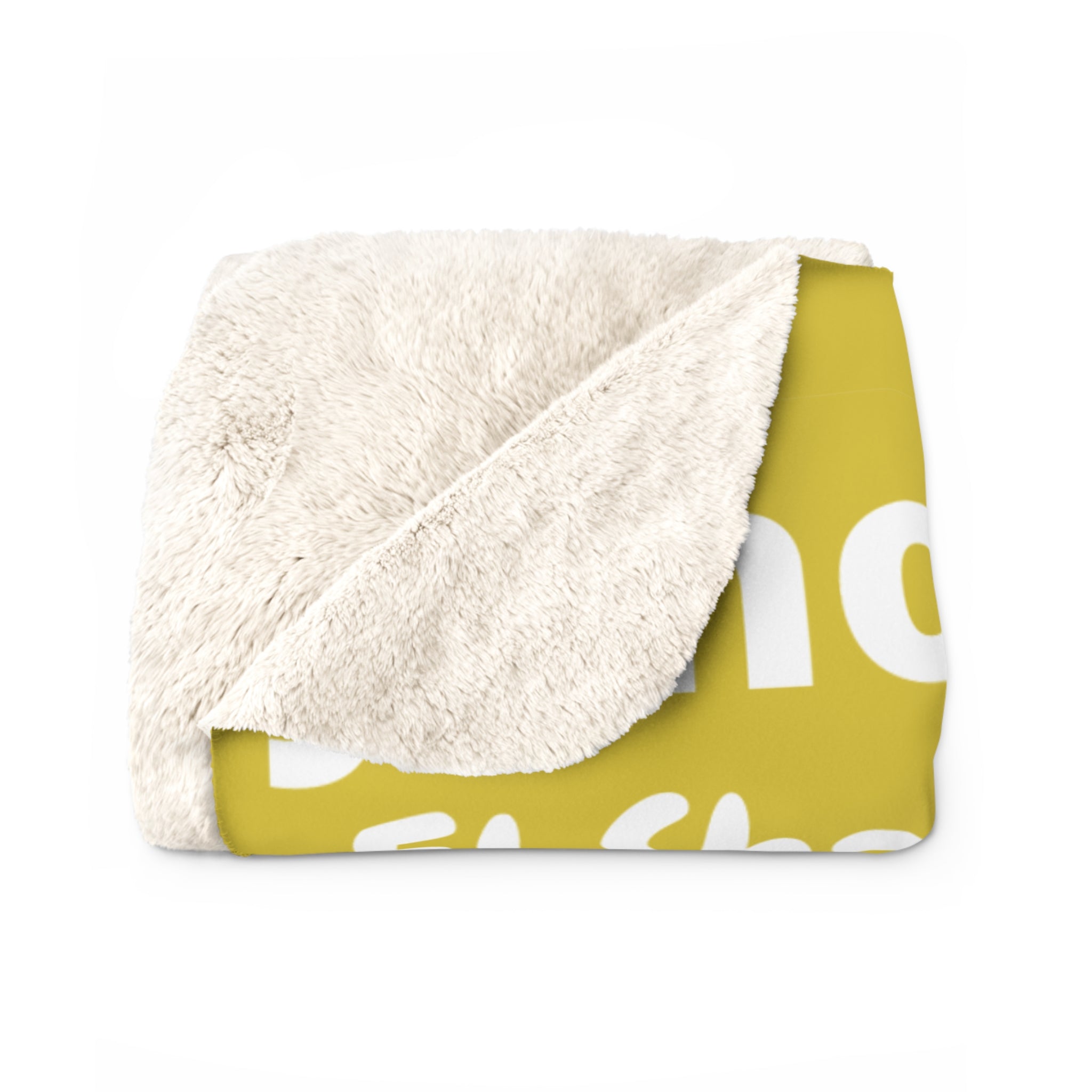 Sherpa Fleece Blanket - Yellow & White