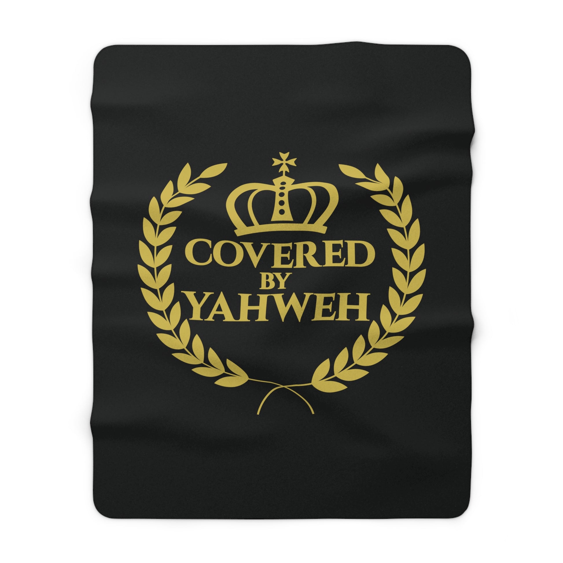 Covered by Yahweh Sherpa Fleece Blanket - Black