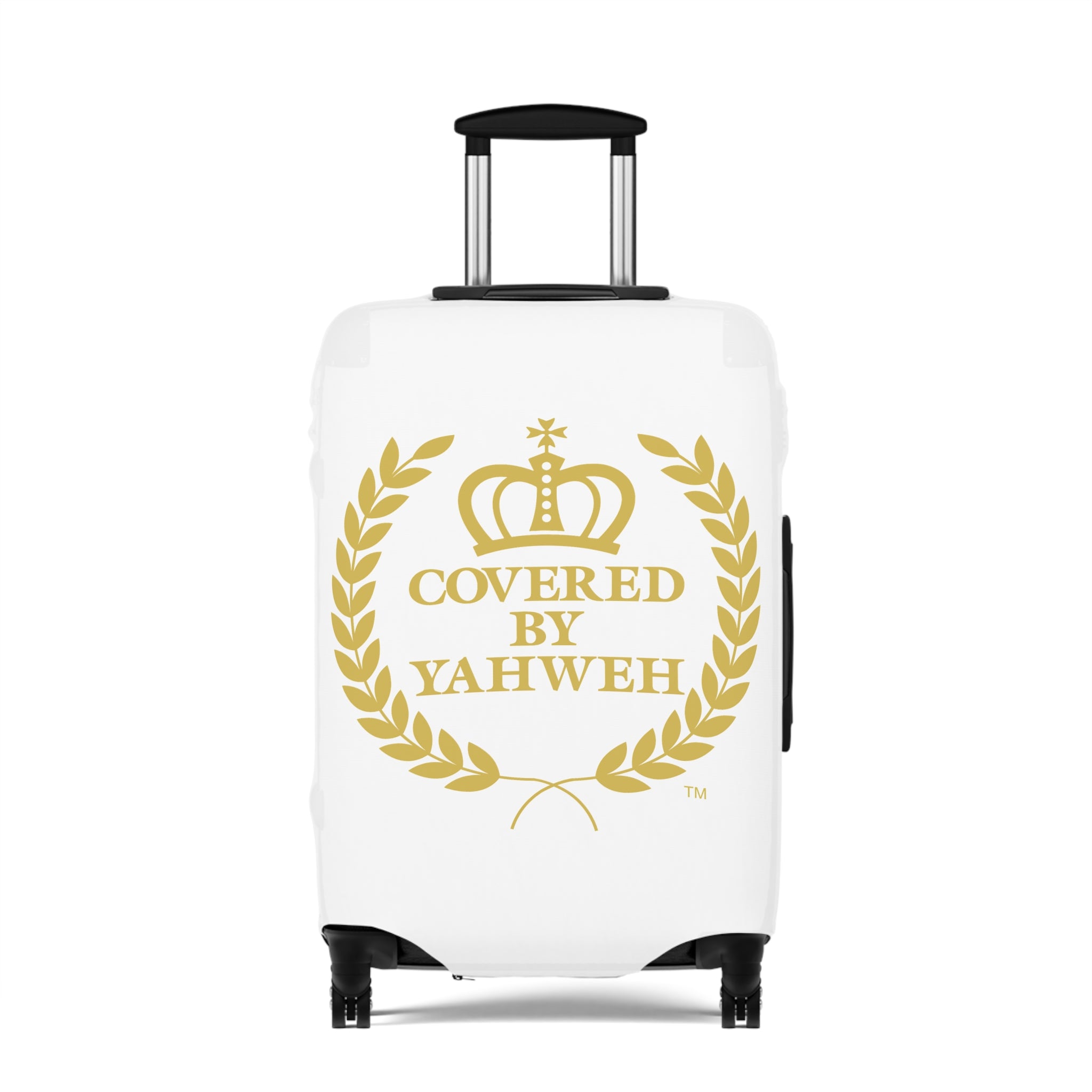 Covered by Yahweh Protective Luggage Cover - White