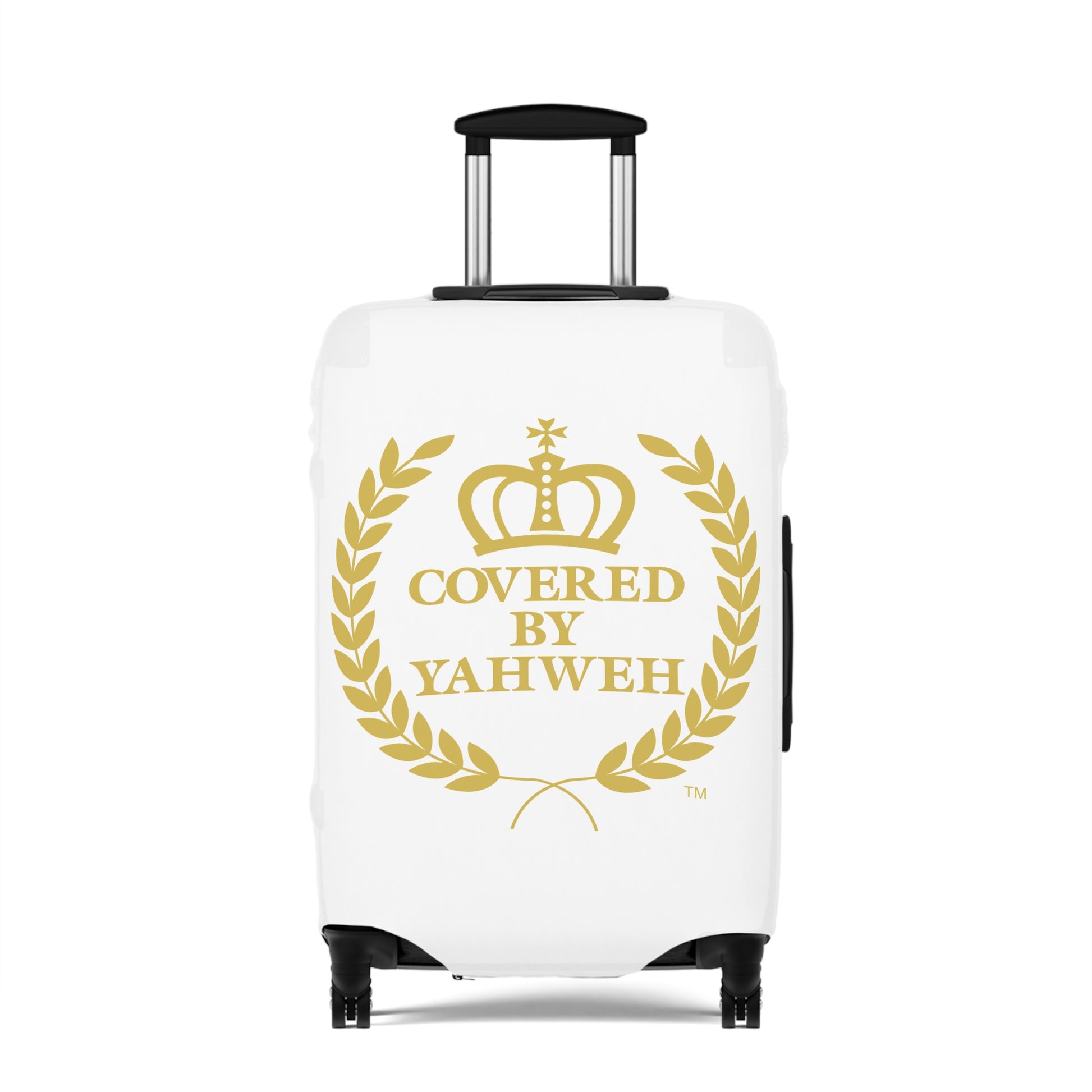 Covered by Yahweh Protective Luggage Cover - White