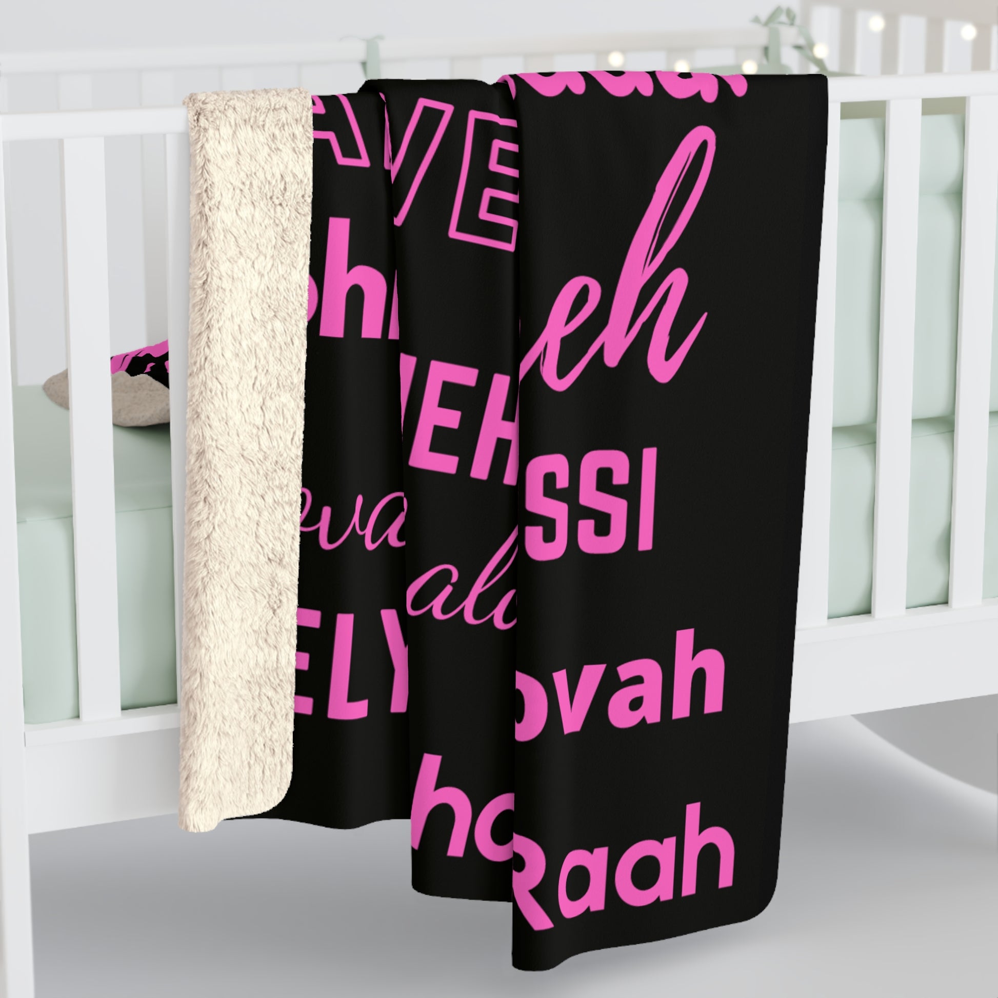 Sherpa Fleece Blanket - Pink & Black