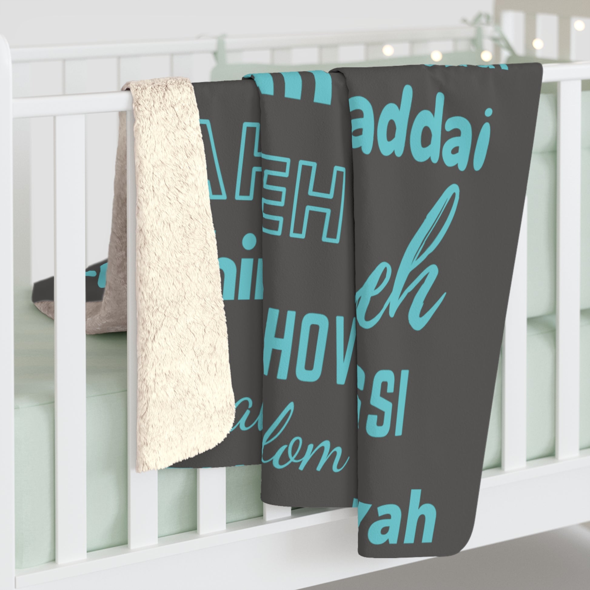 Sherpa Fleece Blanket - Blue & Gray