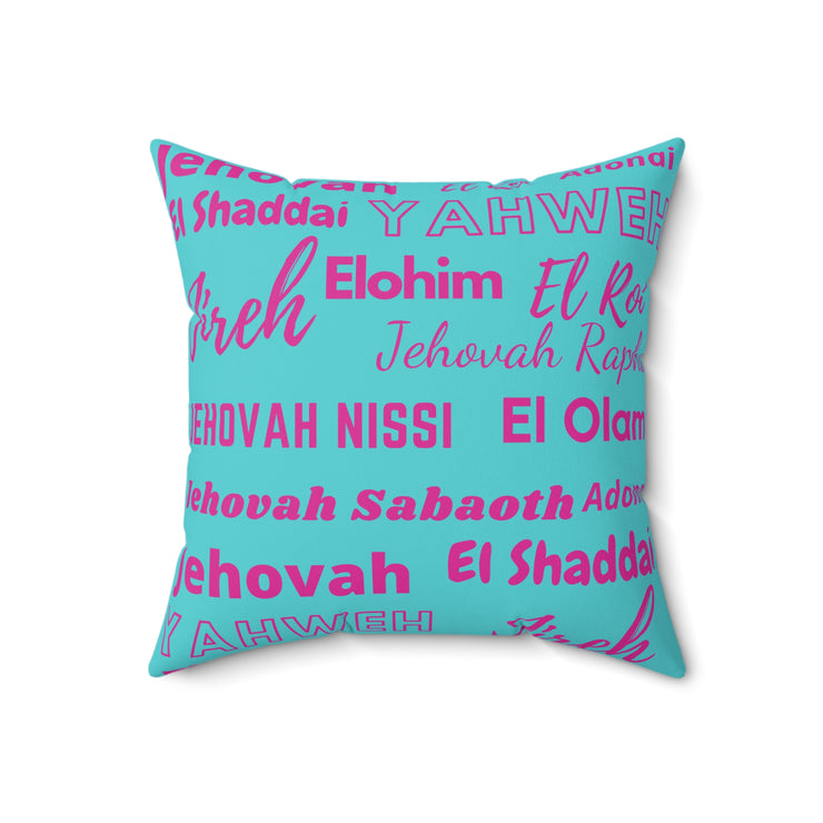 Soft Square Polyester Pillow - Pink & Blue