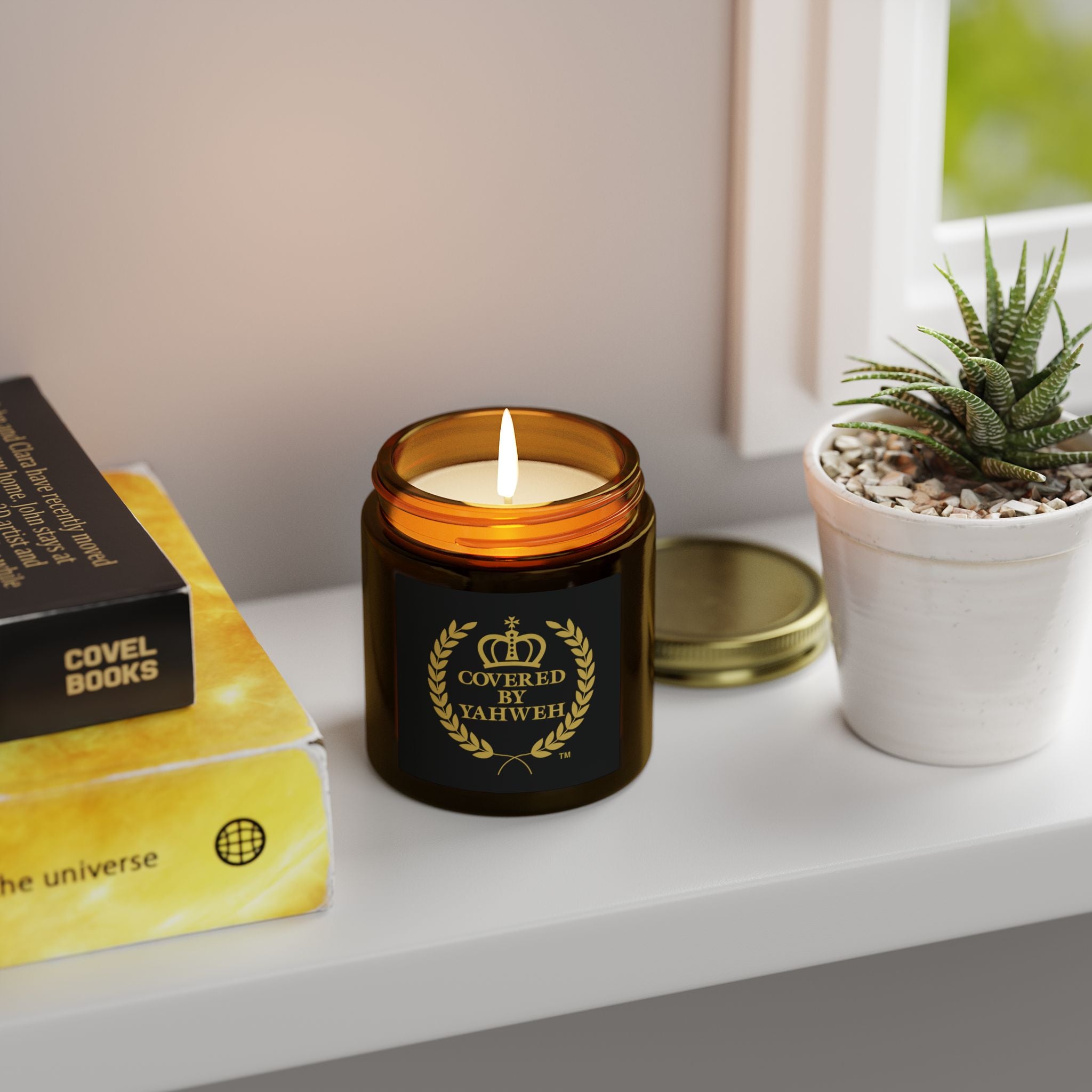 Covered by Yahweh Elegant Scented Candles - Amber Jar