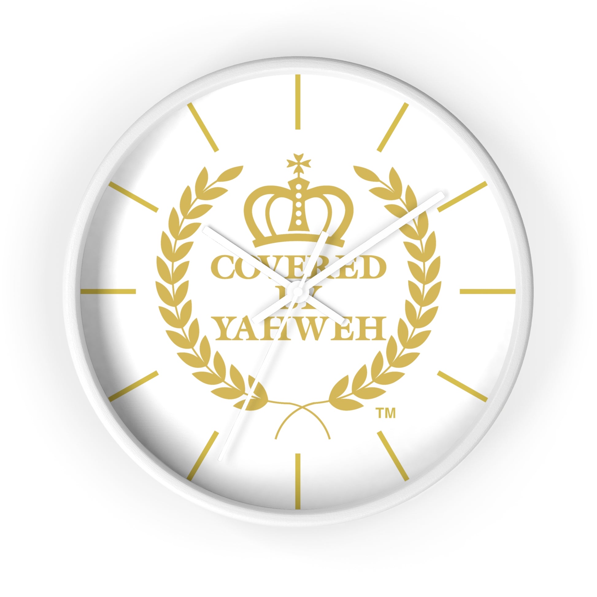 Covered by Yahweh Timeless Grace Wall Clock - White