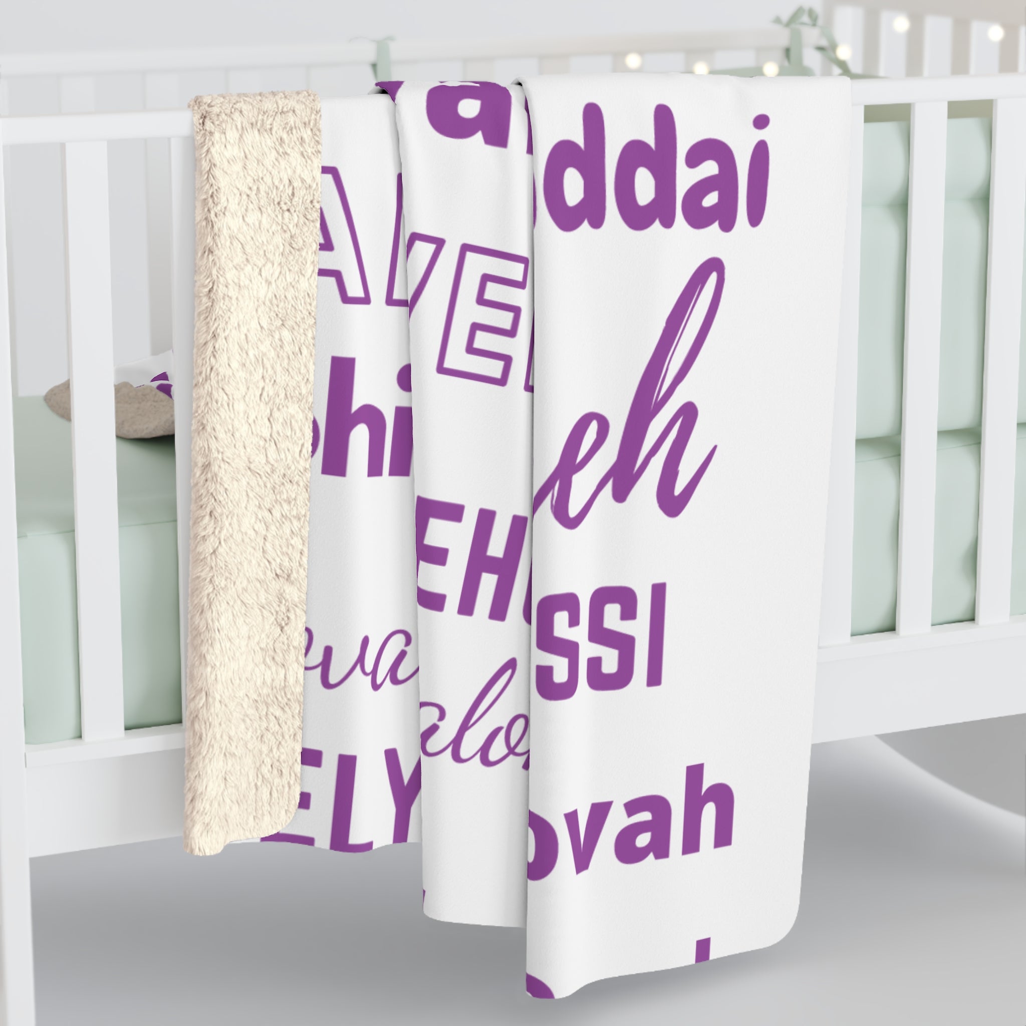 Sherpa Fleece Blanket - Purple & White