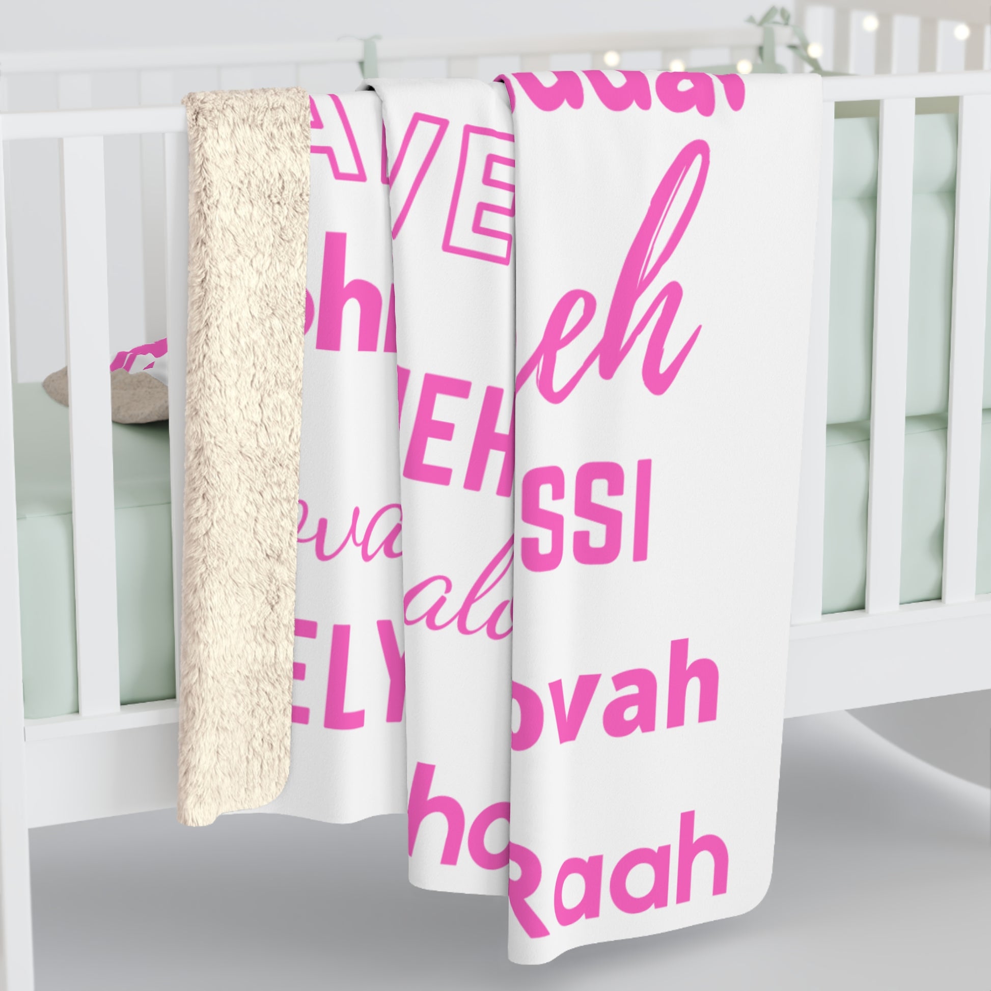 Sherpa Fleece Blanket - Pink & White