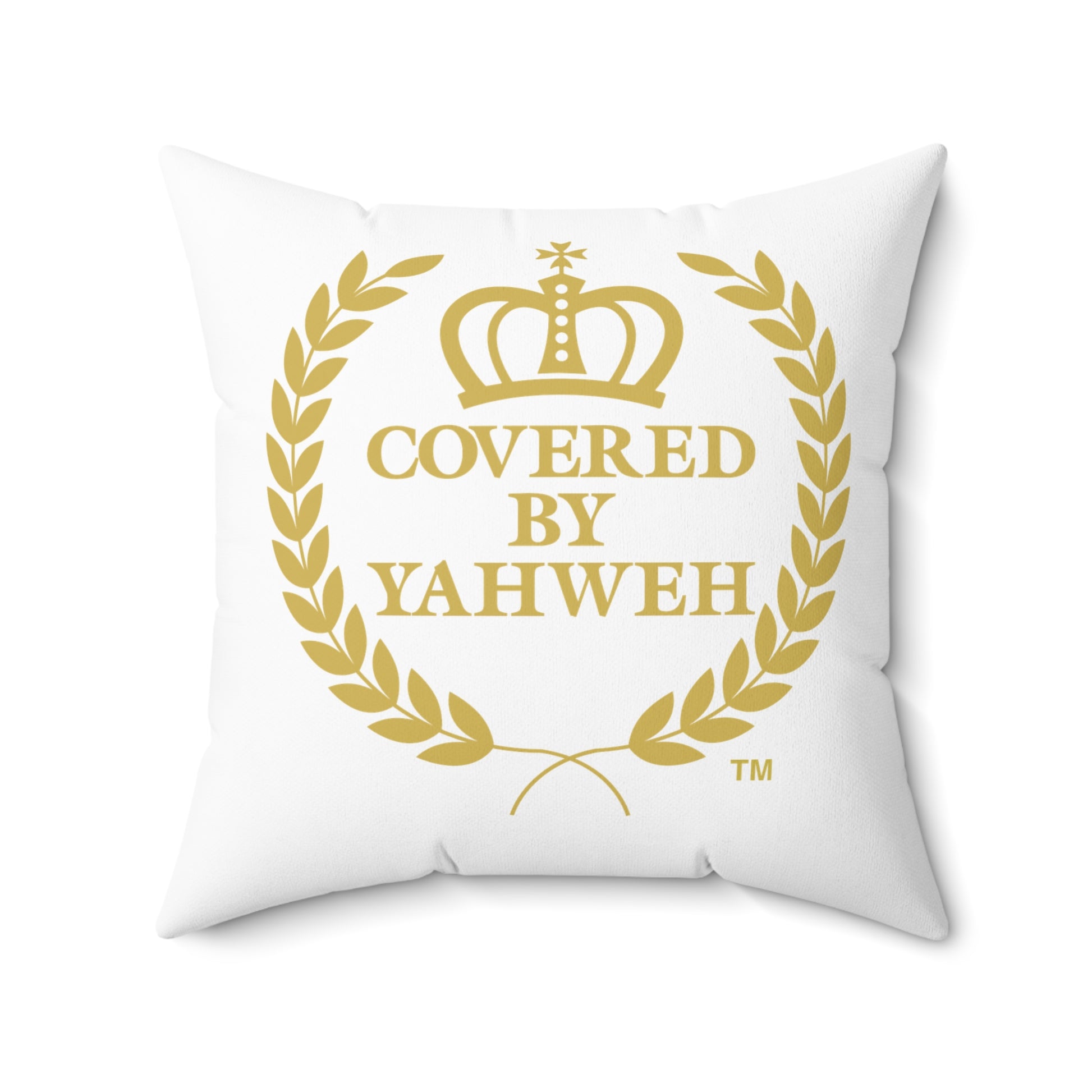 Covered by Yahweh Soft Square Polyester Pillow - White