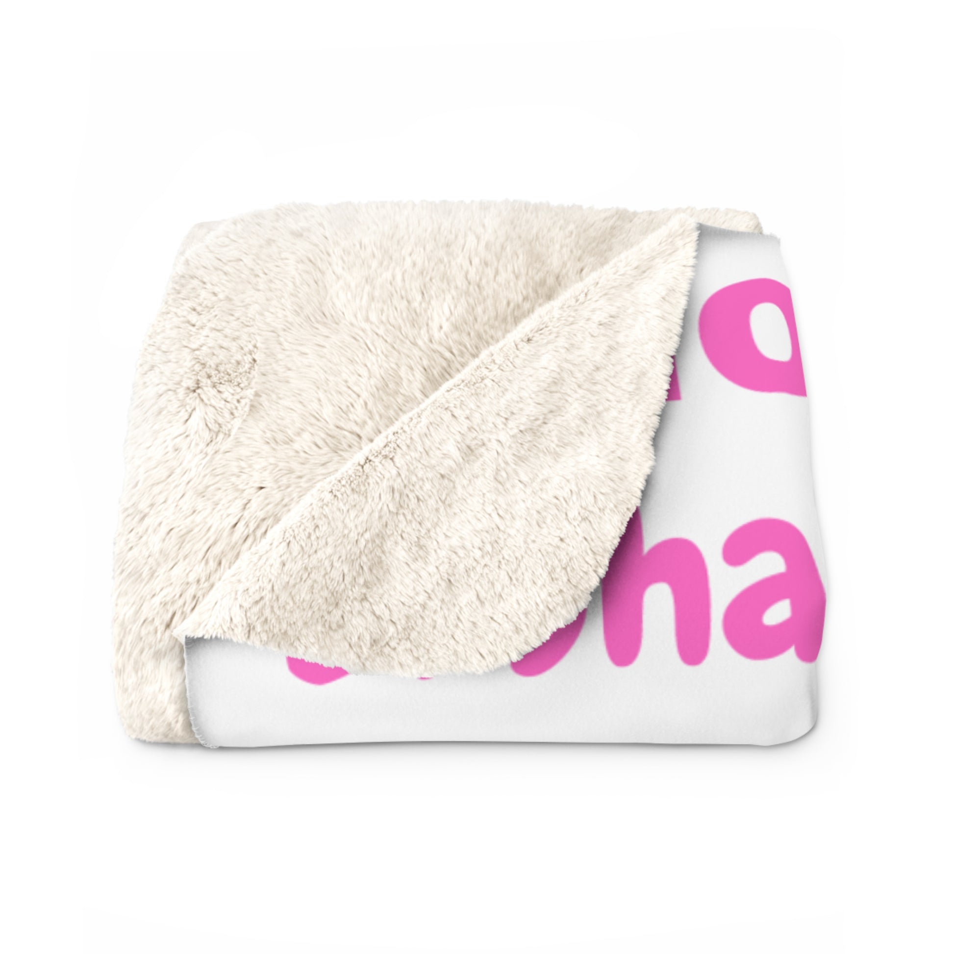 Sherpa Fleece Blanket - Pink & White