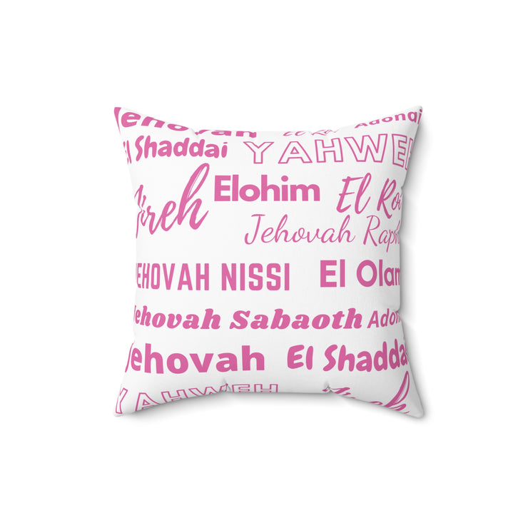 Soft Square Polyester Pillow - Pink & White