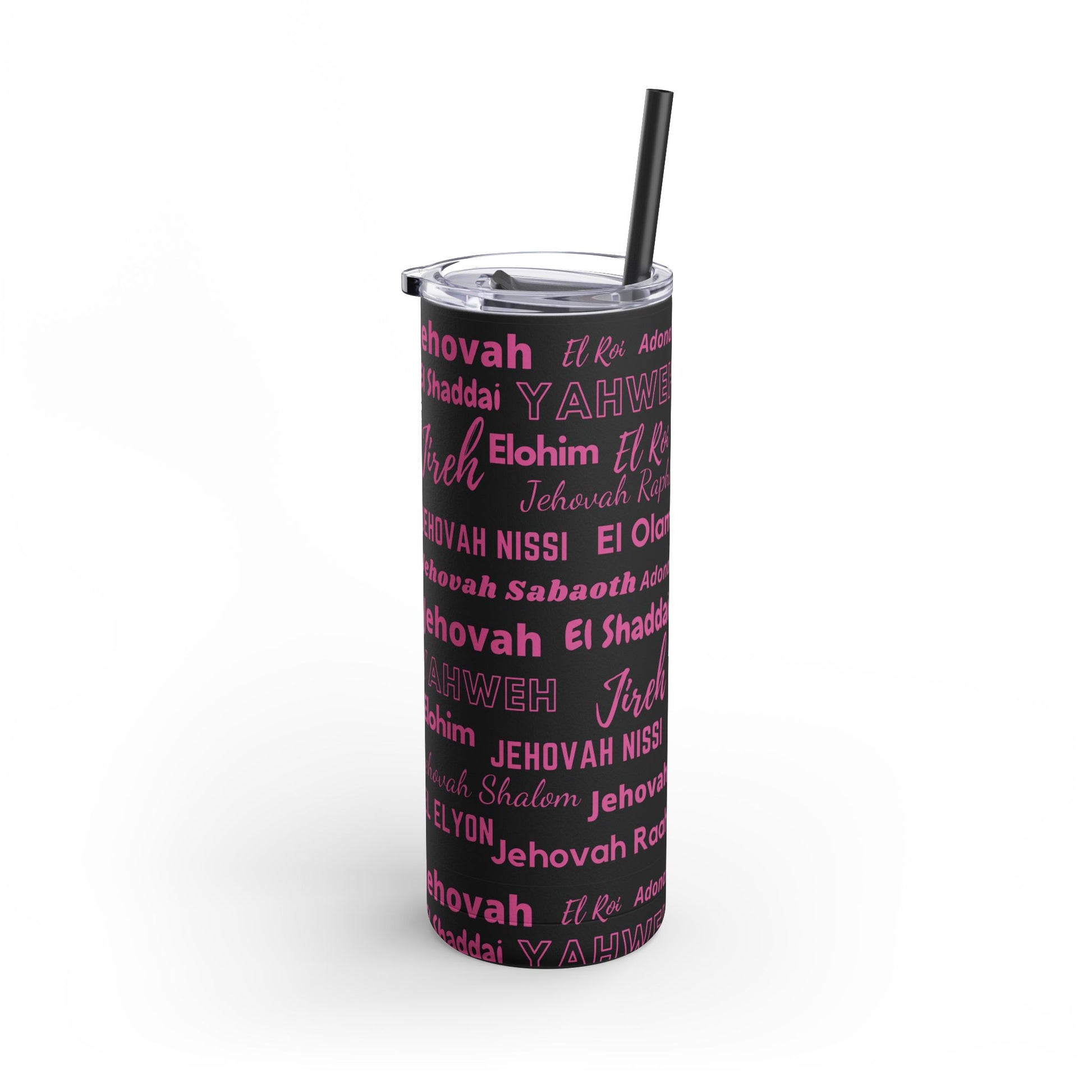 Insulated Skinny Matte Tumbler -  Black & Pink