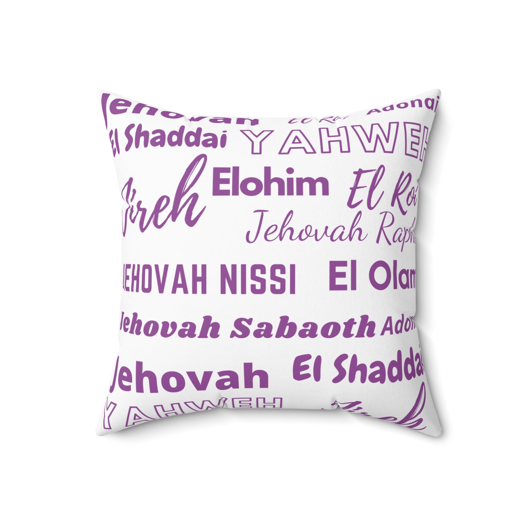 Soft Square Polyester Pillow - Purple & White