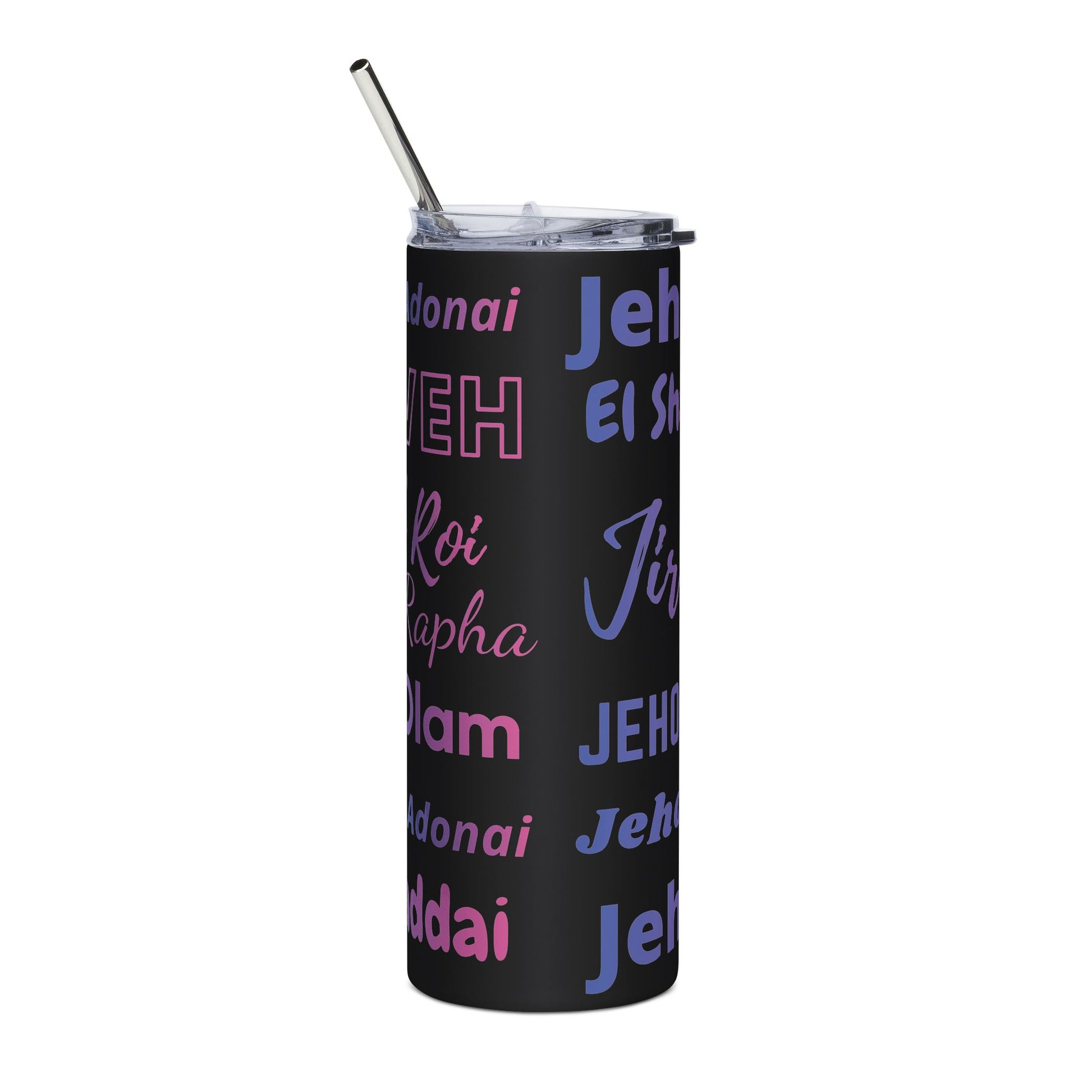 Names of God 20oz Stainless Steel Tumbler - Pink & Blue Gradient Design