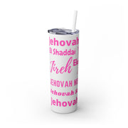 Glitter Insulated Skinny Tumbler with Straw - Pink & White