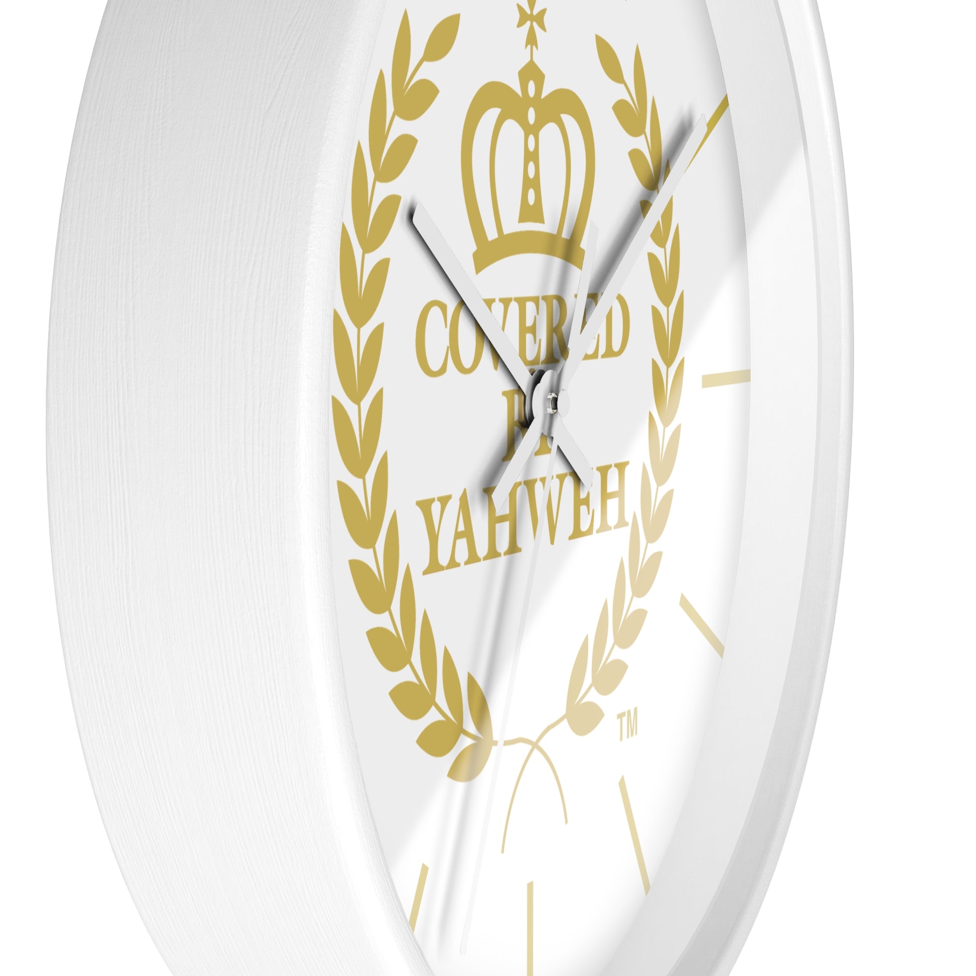 Covered by Yahweh Timeless Grace Wall Clock - White