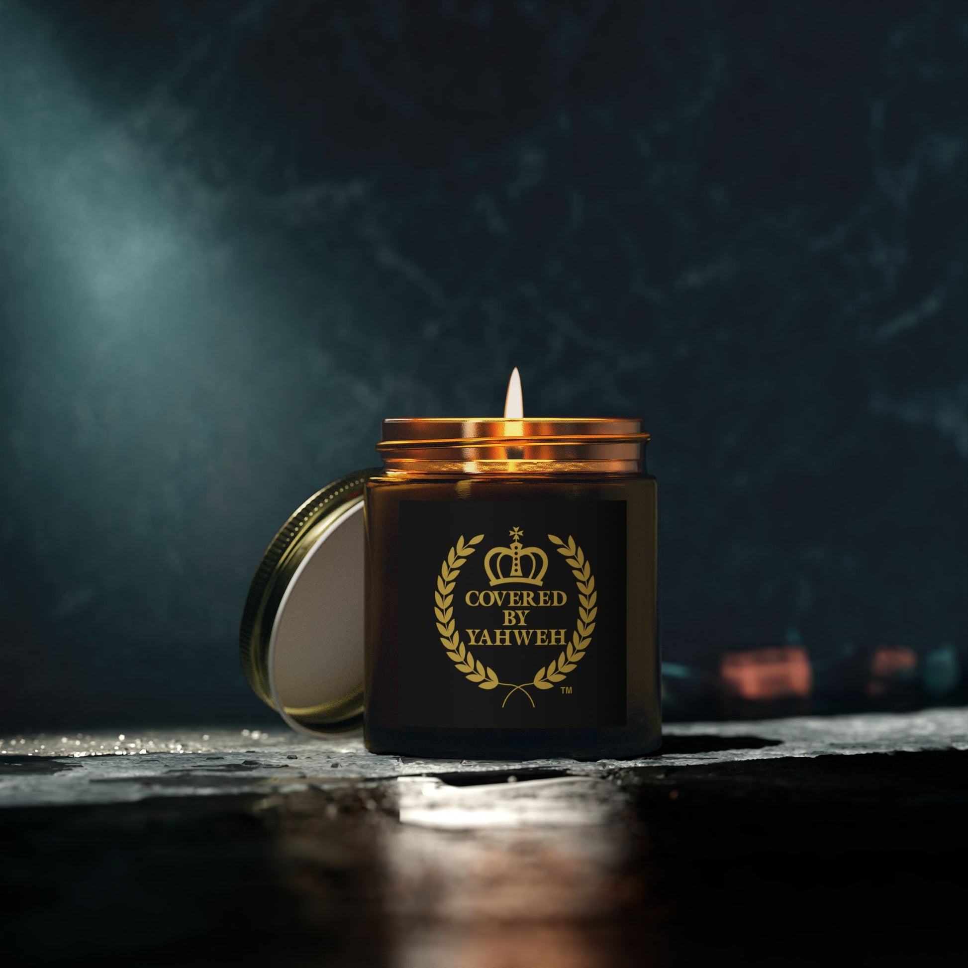 Covered by Yahweh Elegant Scented Candles - Amber Jar