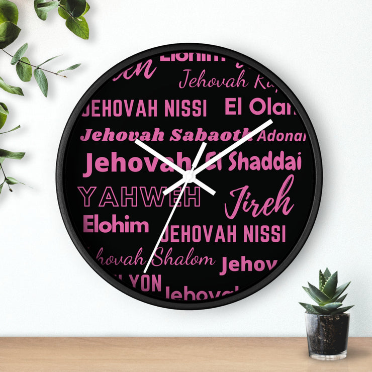 Timeless Grace Wall Clock - Black & Pink