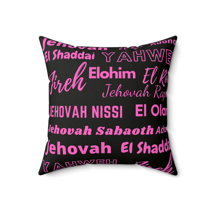 Soft Square Polyester Pillow - Black & Pink