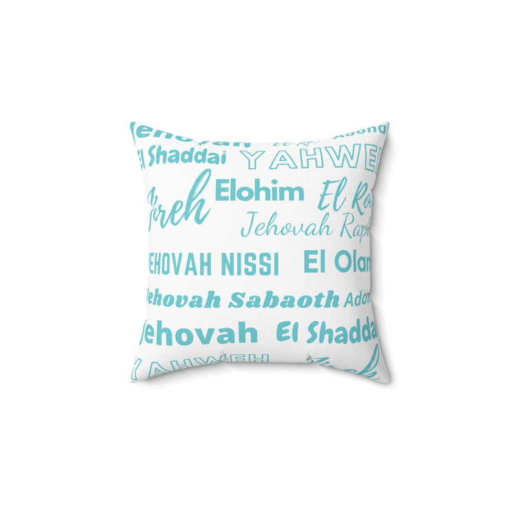 Soft Square Polyester Pillow - Blue & White