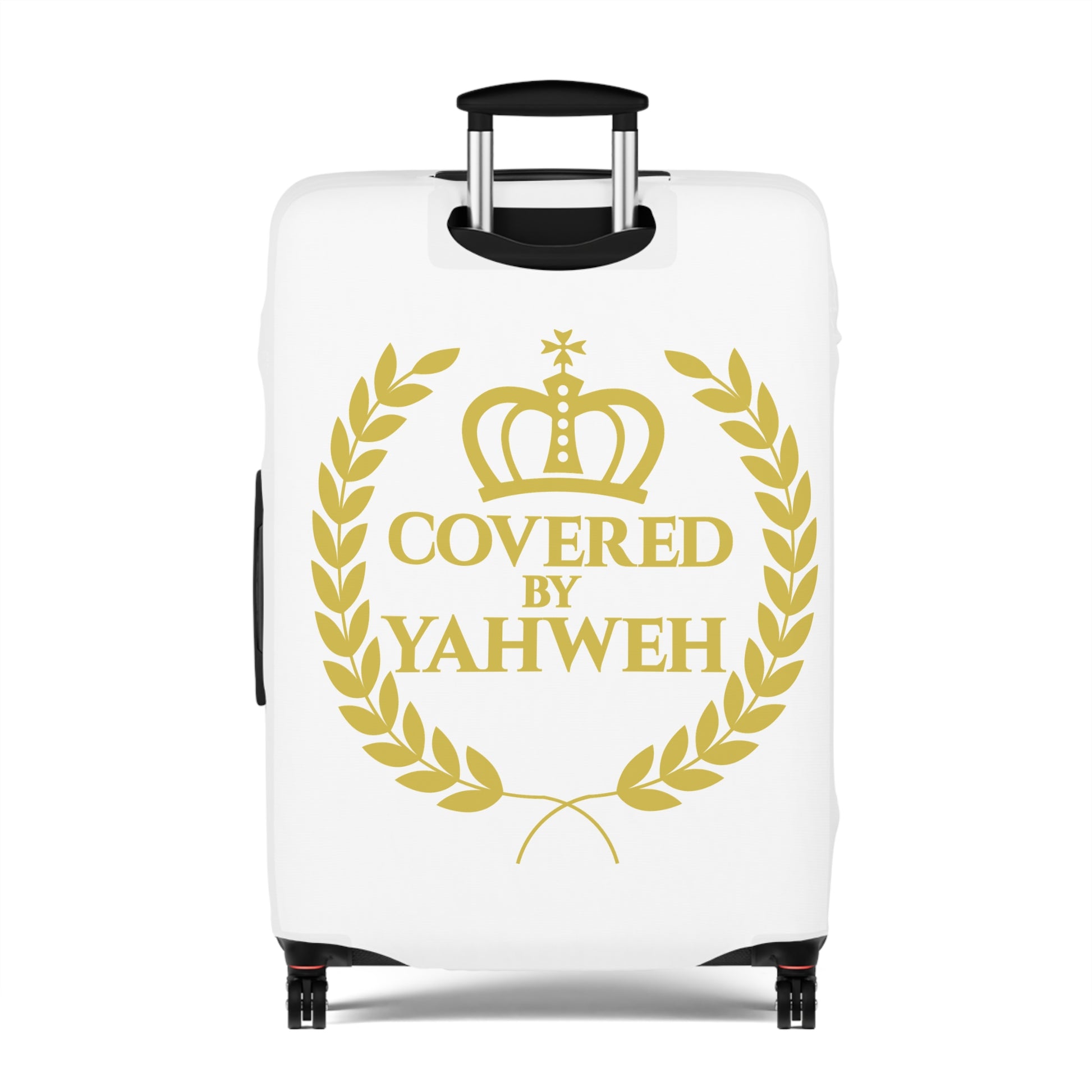 Covered by Yahweh Protective Luggage Cover - White