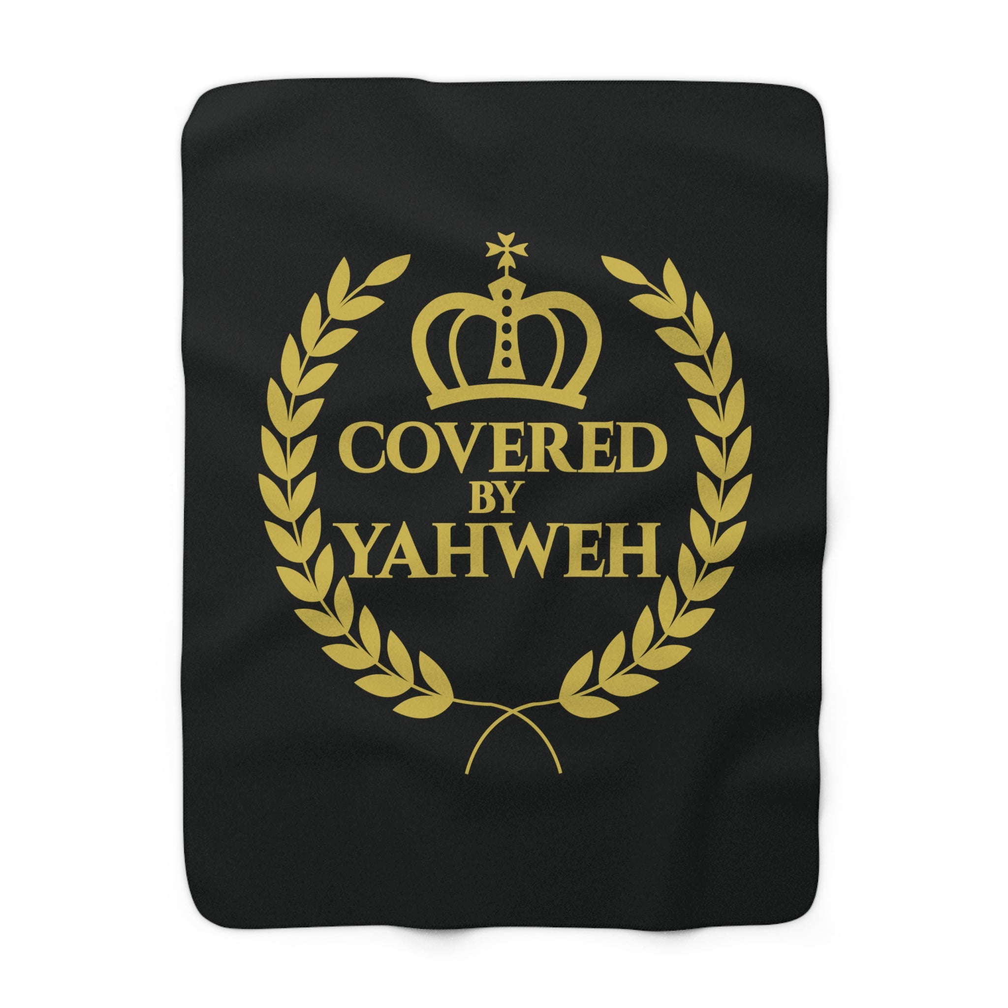 Covered by Yahweh Sherpa Fleece Blanket - Black