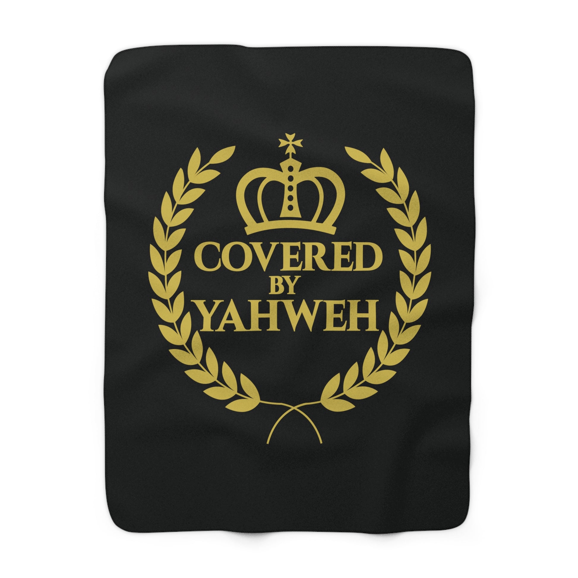 Covered by Yahweh Sherpa Fleece Blanket - Black