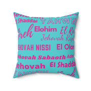 Soft Square Polyester Pillow - Pink & Blue