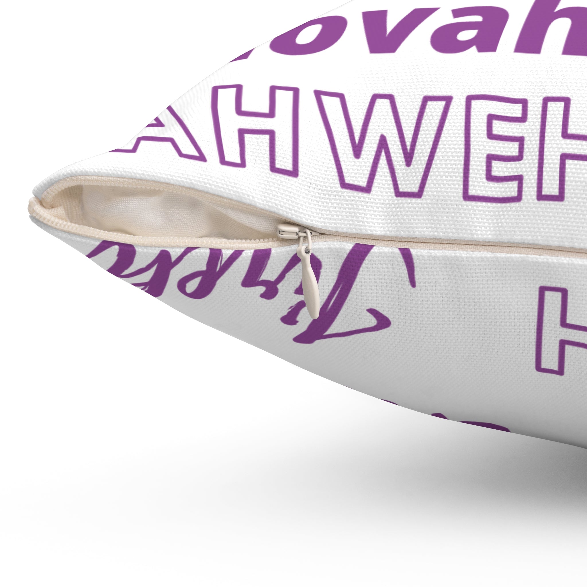 Soft Square Polyester Pillow - Purple & White