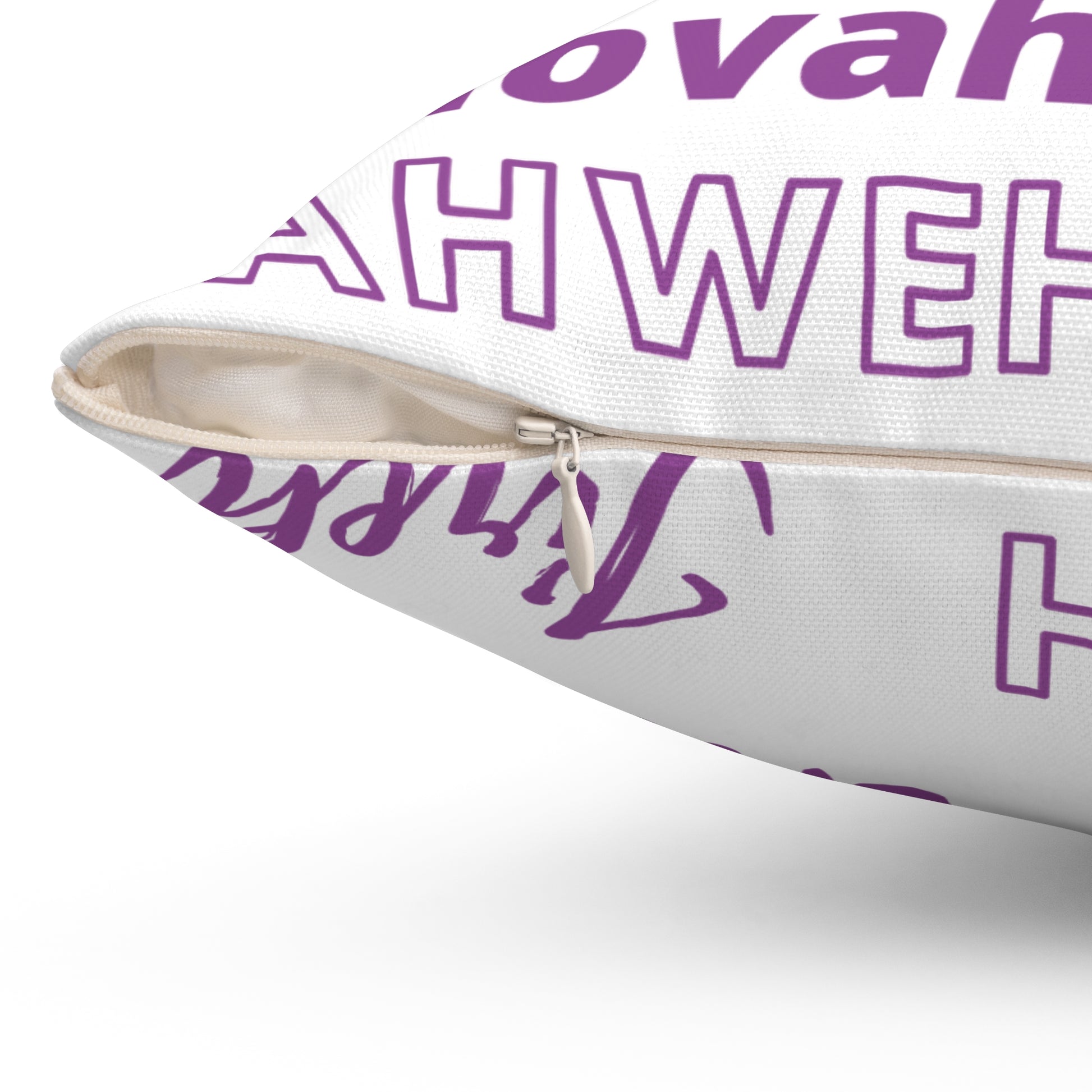 Soft Square Polyester Pillow - Purple & White