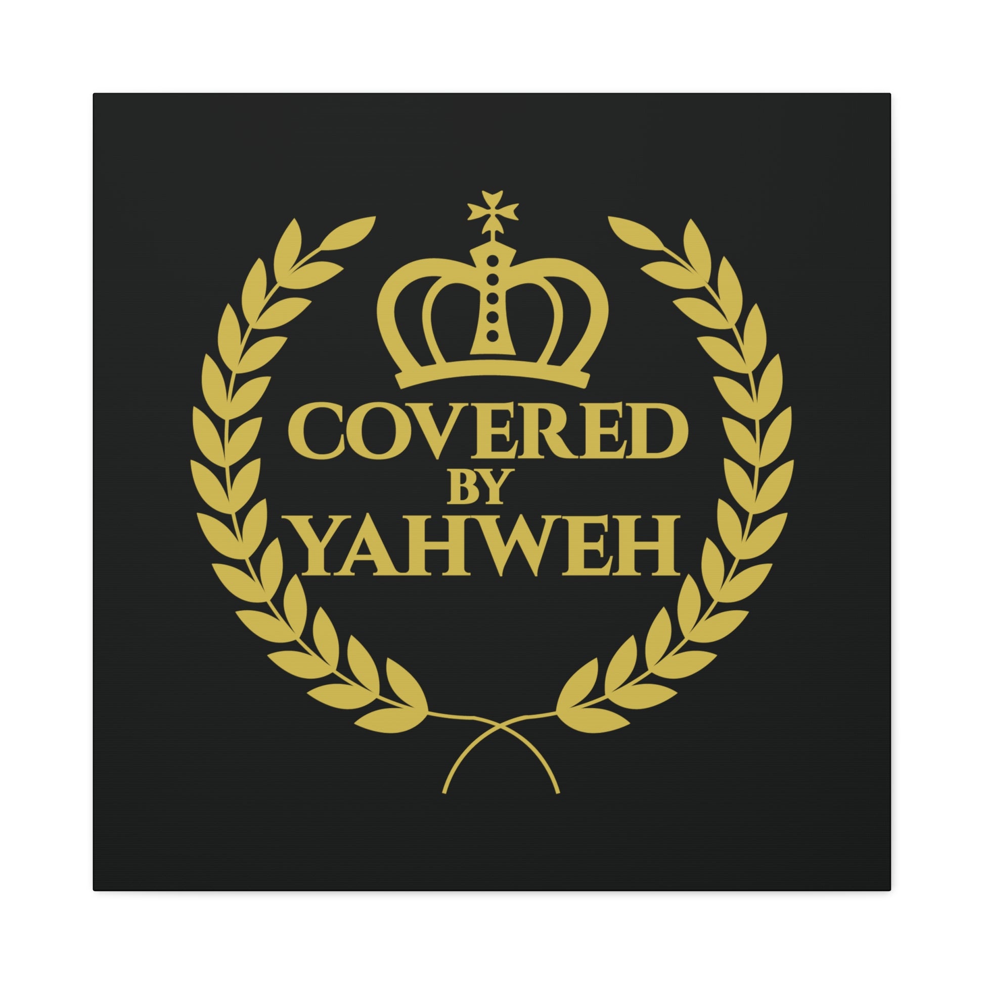 Covered by Yahweh Premium Canvas Art - Black