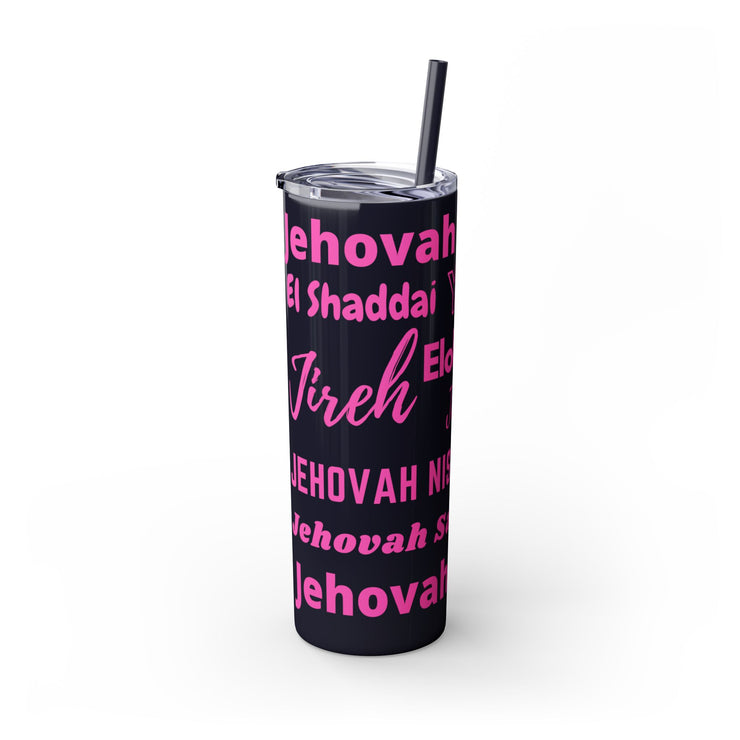 Glitter Insulated Skinny Tumbler with Straw - Pink & Black