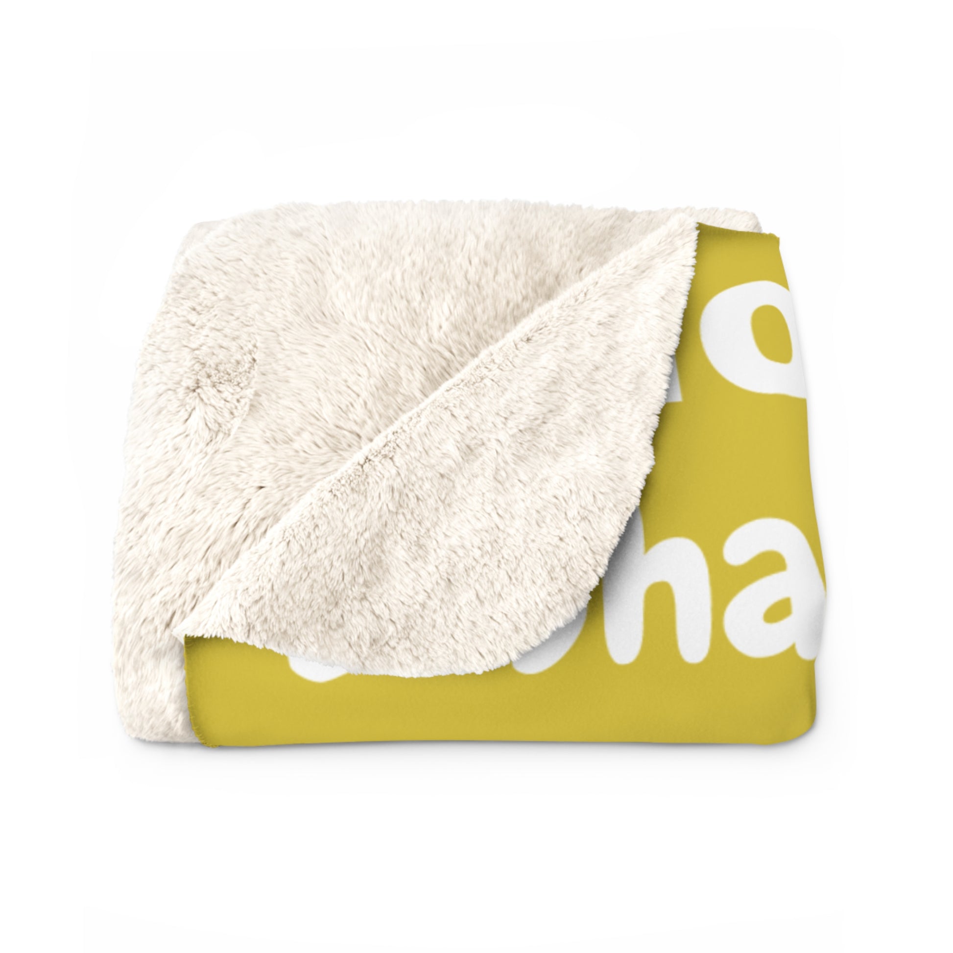 Sherpa Fleece Blanket - Yellow & White