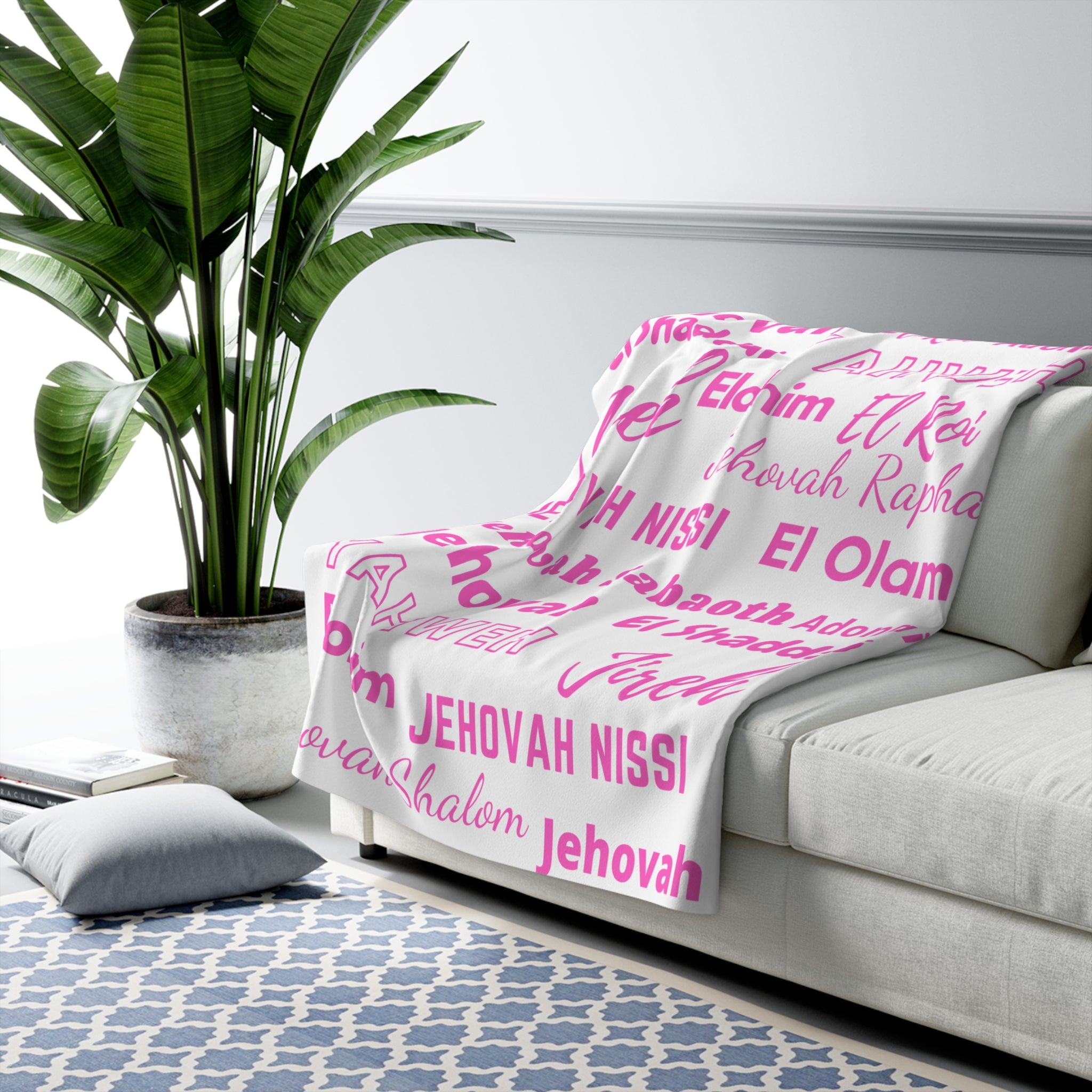 Sherpa Fleece Blanket - Pink & White